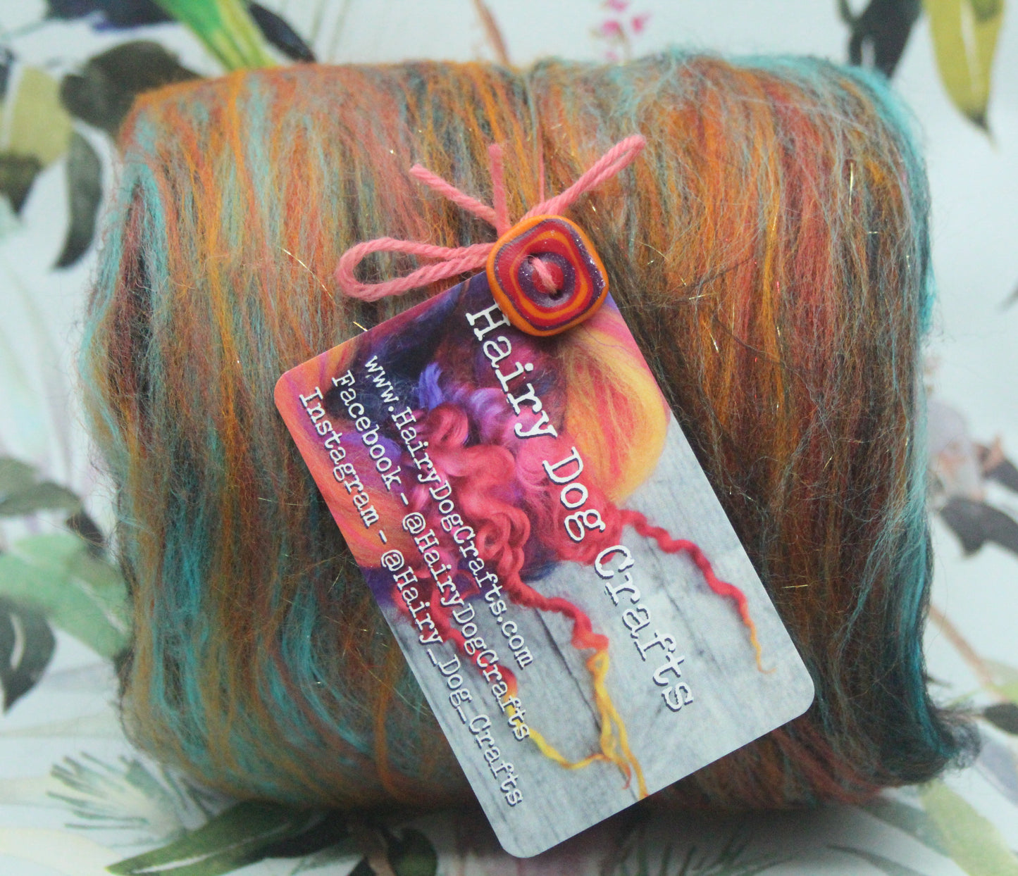 Merino Art Batt  -  Blue Black Orange - 114 grams 4 oz - Wool for felting, spinning and weaving