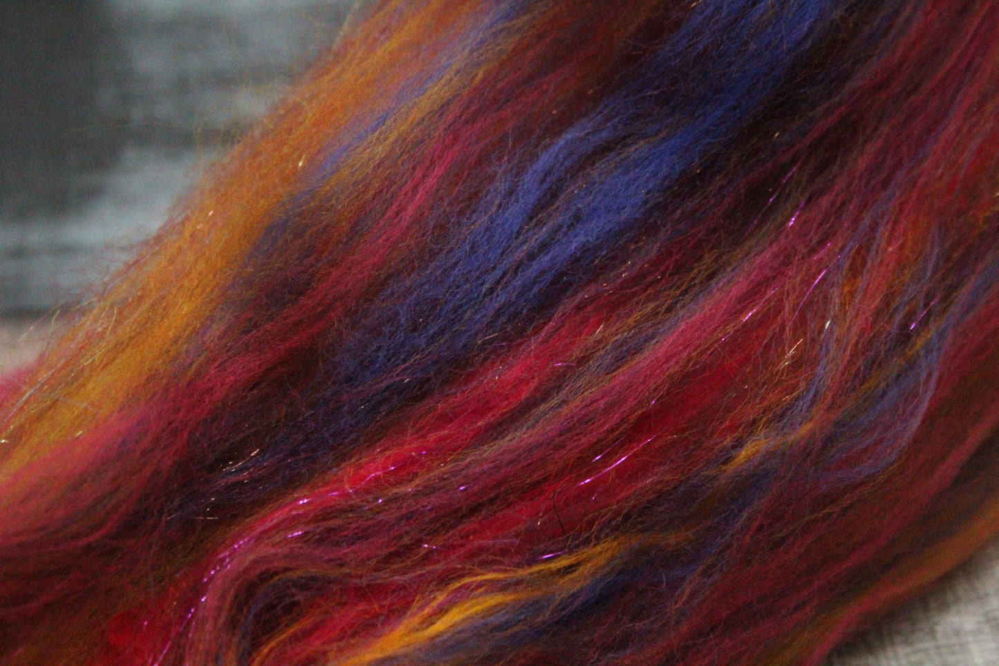 Merino Wool Blend - Red Brown Orange - 24 grams / 0.8 oz  - Fibre for felting, weaving or spinning