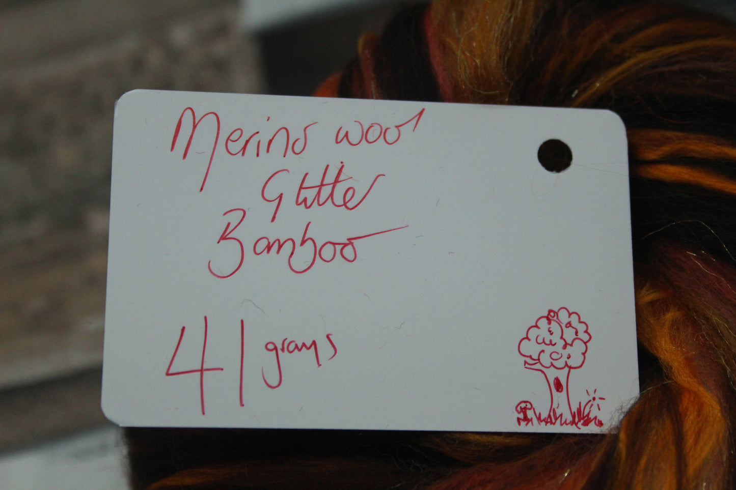 Merino Wool Blend - Brown Orange - 41 grams / 1.4 oz  - Fibre for felting, weaving or spinning