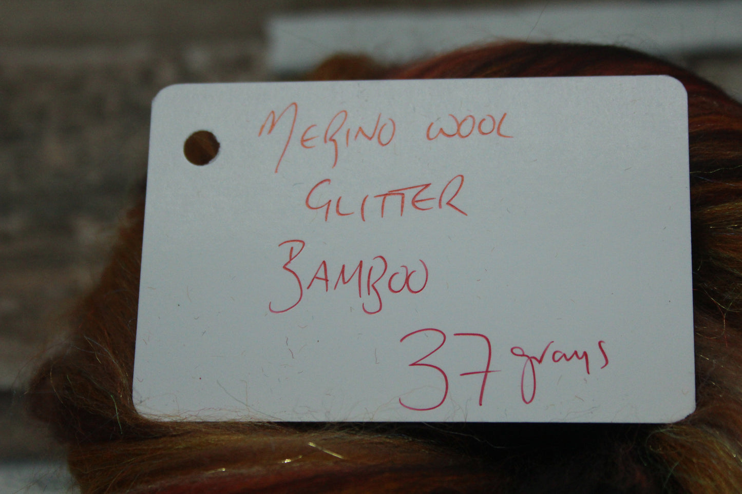 Merino Wool Blend - Brown Orange - 37 grams / 1.3 oz  - Fibre for felting, weaving or spinning
