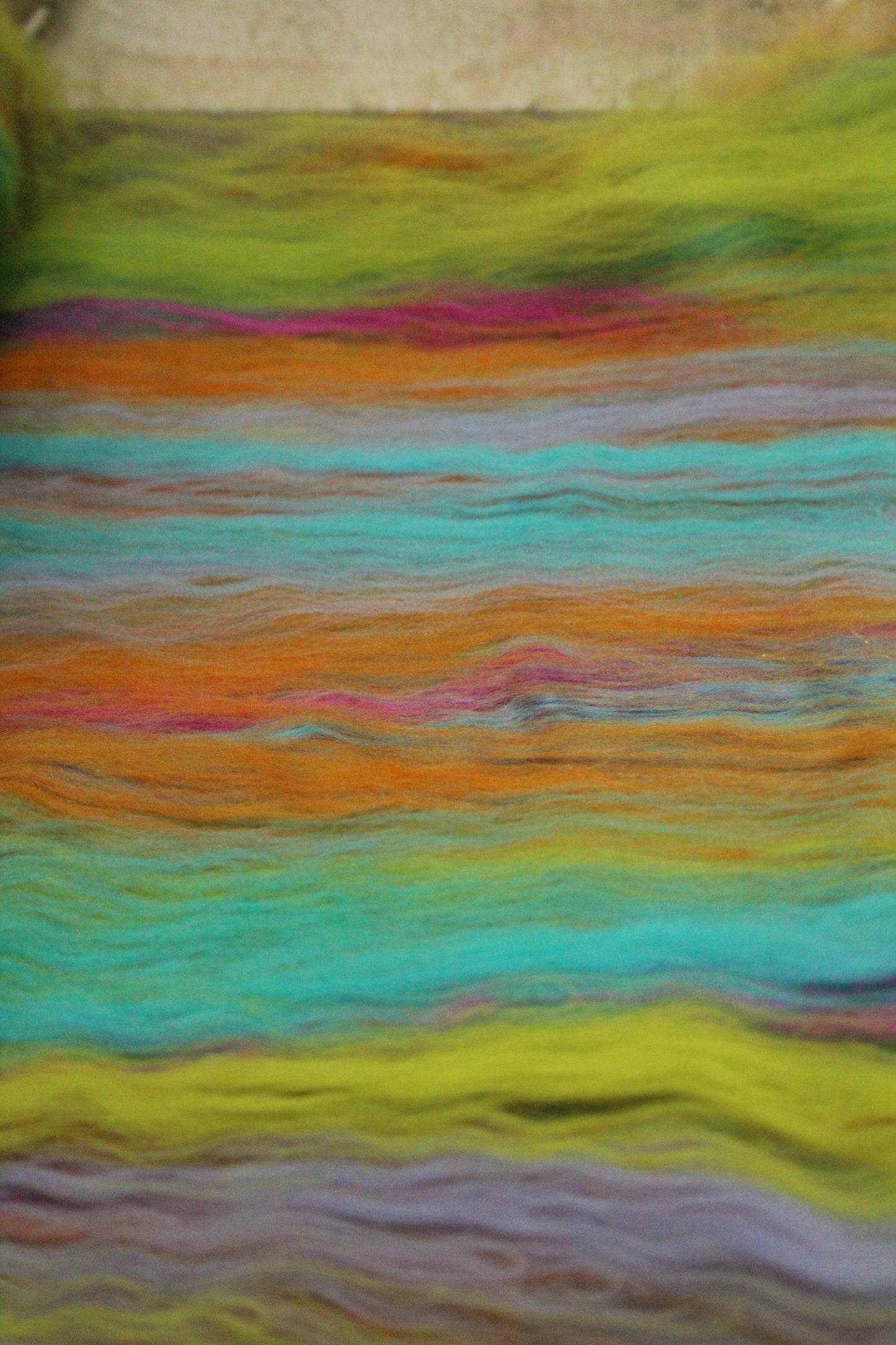 Merino Art Batt  - Blue Green Purple  - 104 grams 3.6 oz - Wool for felting, spinning and weaving