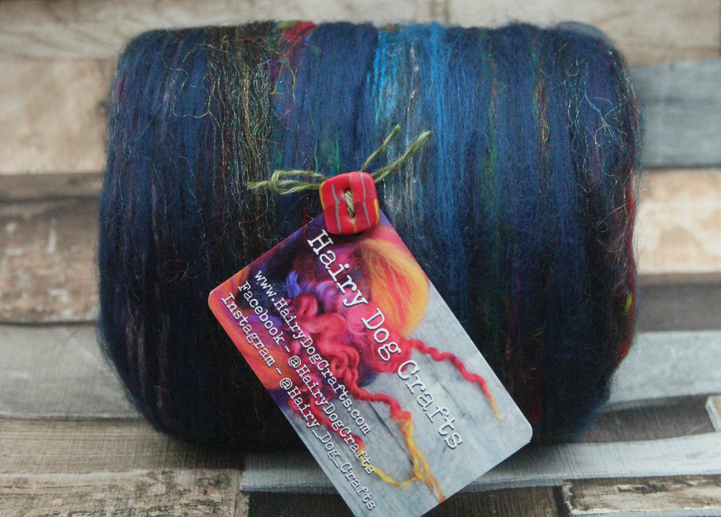 Merino Art Batt  - Blue Black  - 108 grams 3.8 oz - Wool for felting, spinning and weaving