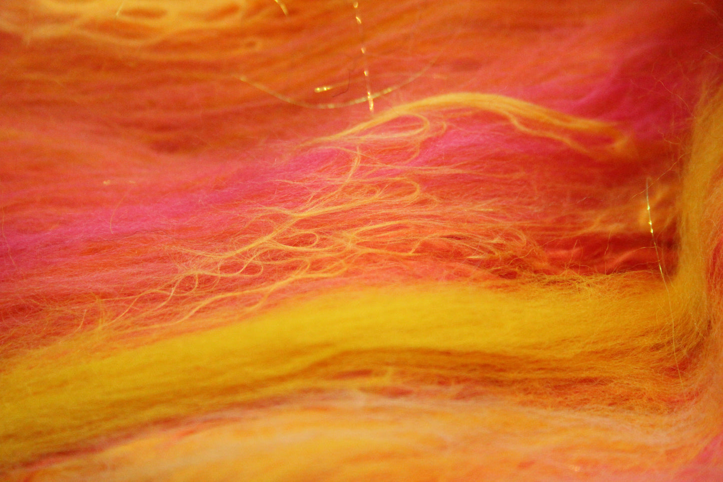 Merino Art Batt  -  Pink Orange - 59 grams 2 oz - Wool for felting, spinning and weaving