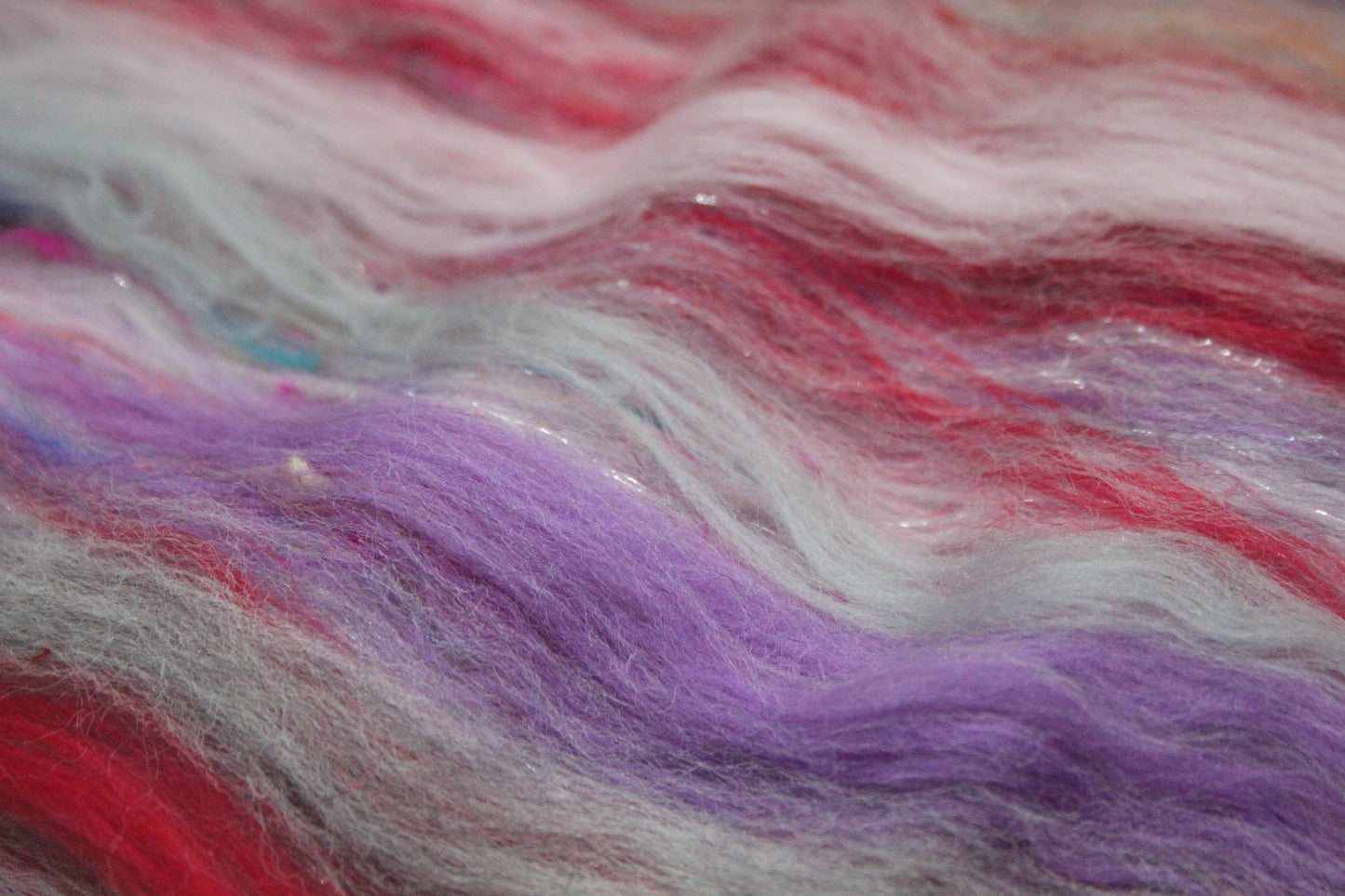 Merino Art Batt  -  Red Brown Grey Purple - 74 grams 2.6 oz - Wool for felting, spinning and weaving