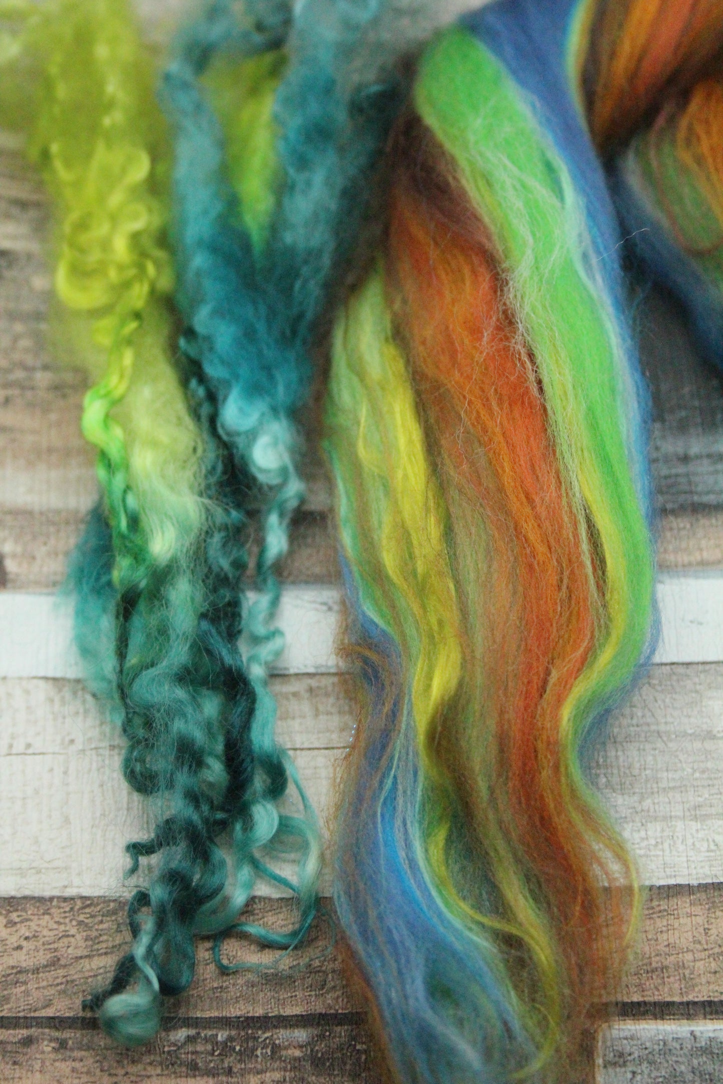 Merino Wool Blend - Brown Green Blue - 18 grams / 0.6 oz  - Fibre for felting, weaving or spinning