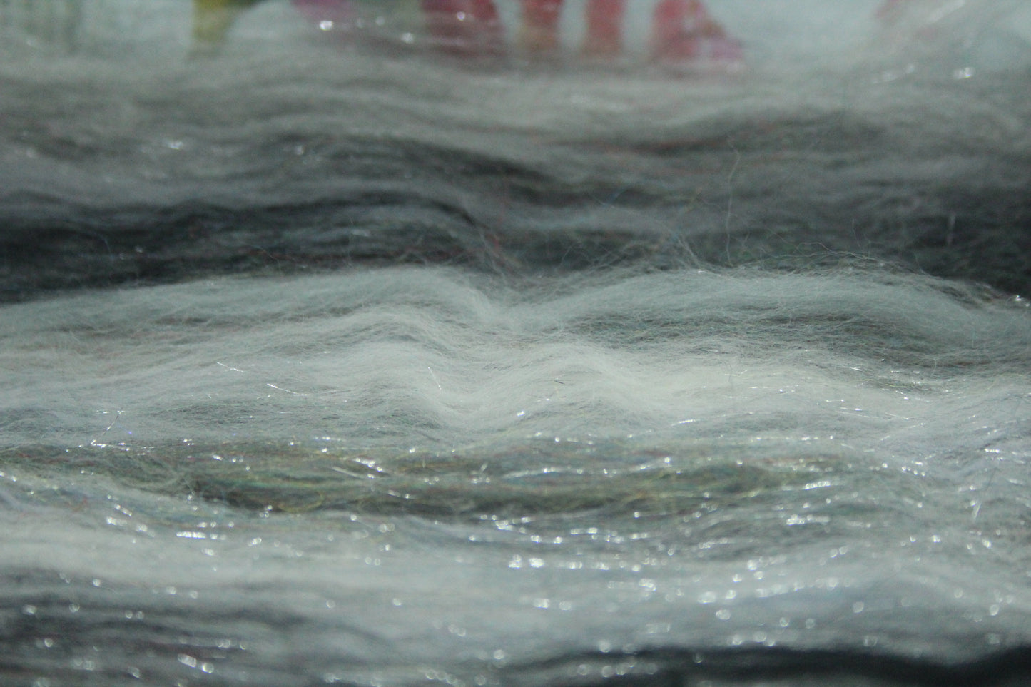 Merino Art Batt  -  White Grey Black - 110 grams 3.8 oz - Wool for felting, spinning and weaving