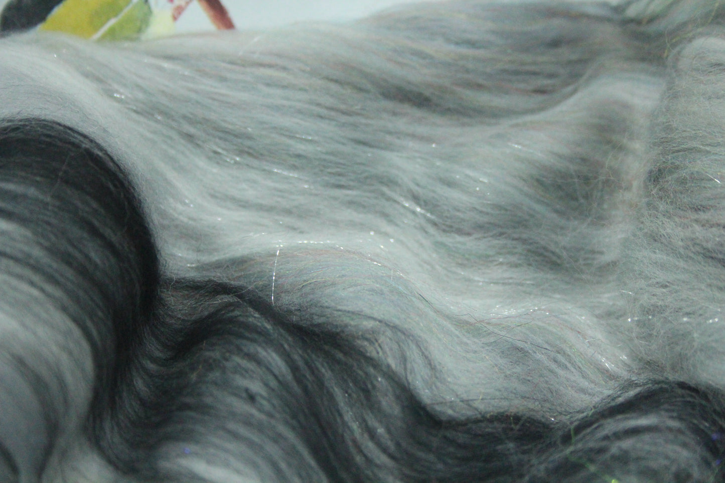 Merino Art Batt  -  White Grey Black - 110 grams 3.8 oz - Wool for felting, spinning and weaving