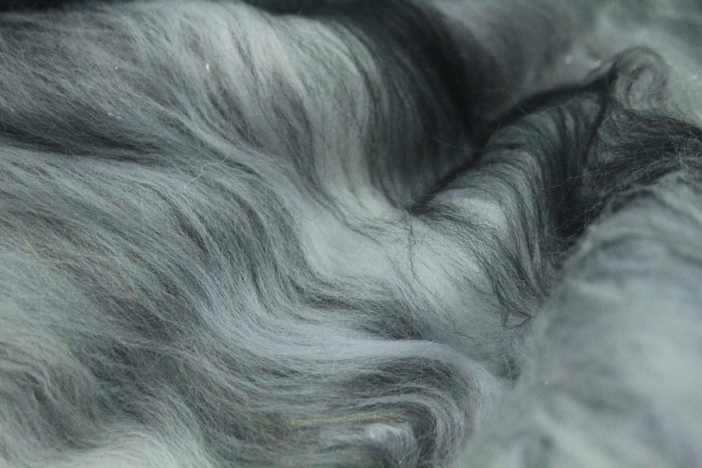 Merino Art Batt  -  White Grey Black - 110 grams 3.8 oz - Wool for felting, spinning and weaving