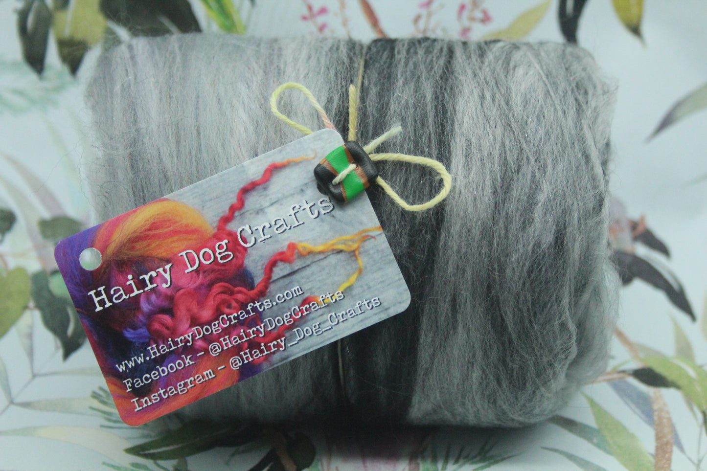 Merino Art Batt  -  White Grey Black - 110 grams 3.8 oz - Wool for felting, spinning and weaving