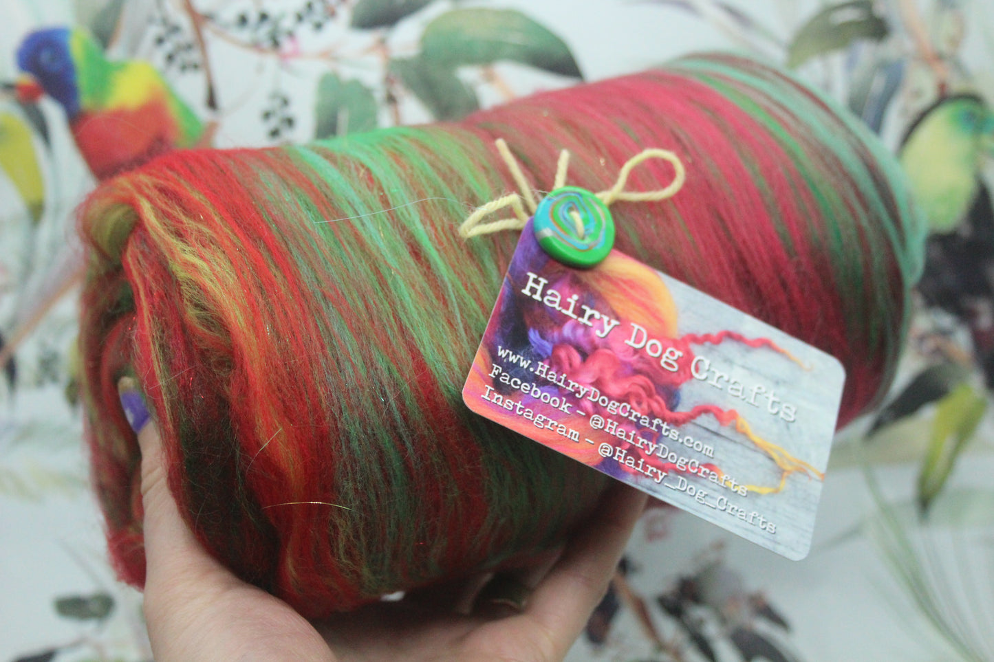 Merino Art Batt  -  Green Red - 72 grams 2.5 oz - Wool for felting, spinning and weaving