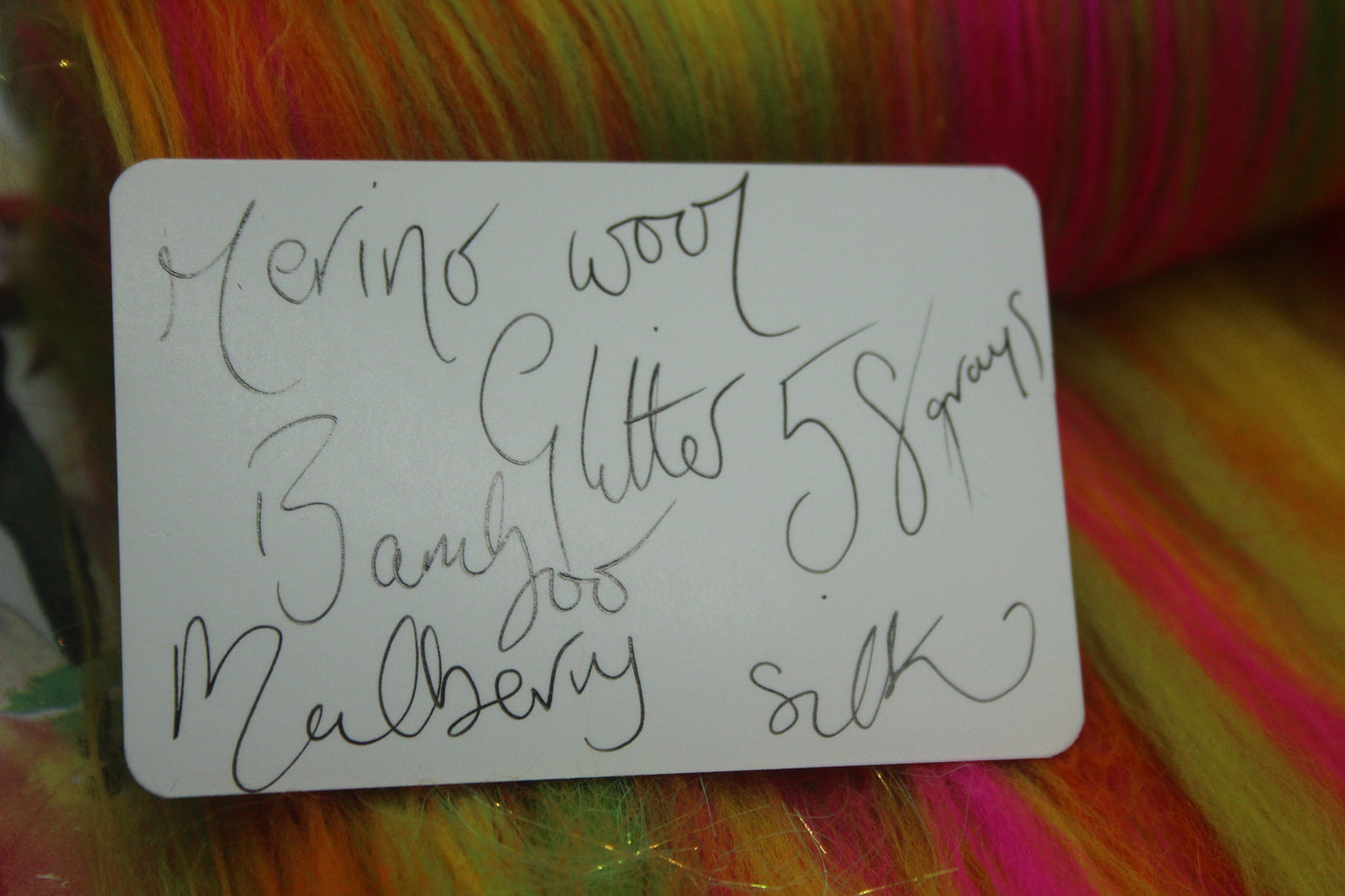 Merino Art Batt  -  Green Pink Yellow Orange - 58 grams 2 oz - Wool for felting, spinning and weaving