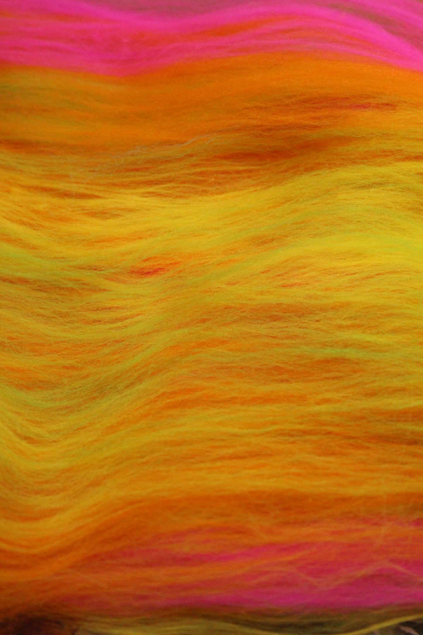Merino Art Batt  -  Green Pink Yellow Orange - 58 grams 2 oz - Wool for felting, spinning and weaving