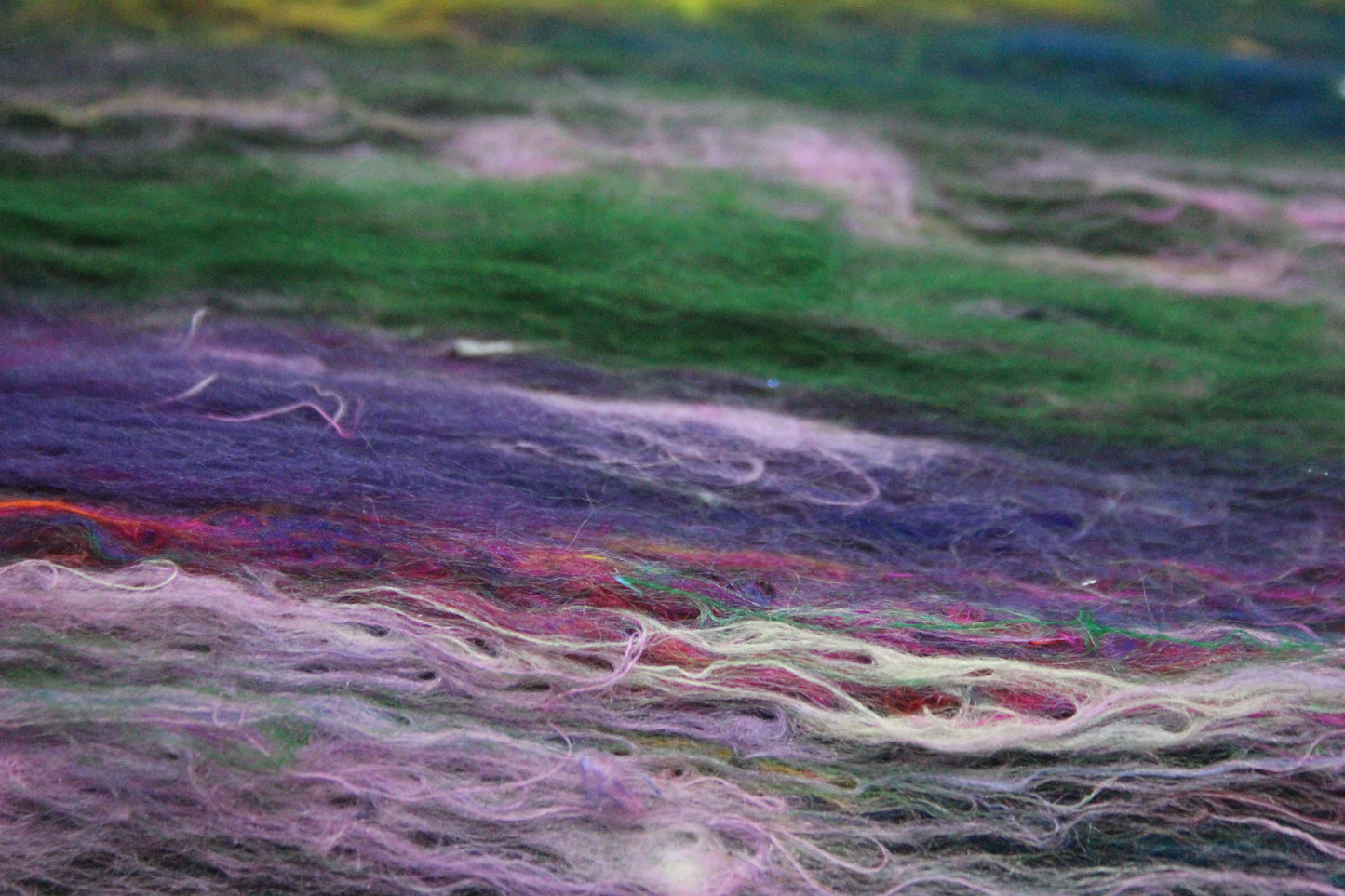 Merino Art Batt  -  Blue Black Green Purple - 60 grams 2.1 oz - Wool for felting, spinning and weaving