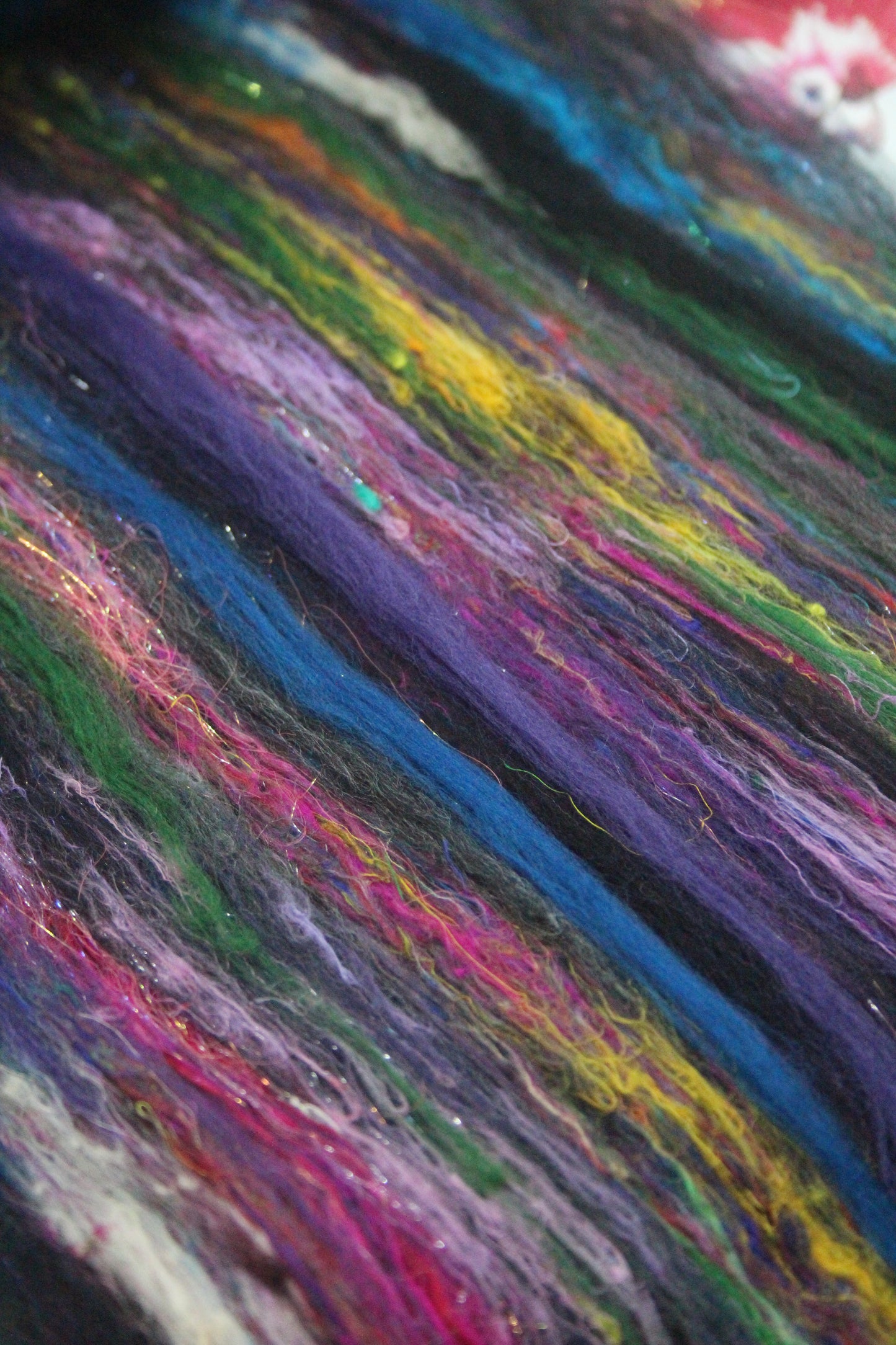 Merino Art Batt  -  Blue Black Green Purple - 60 grams 2.1 oz - Wool for felting, spinning and weaving