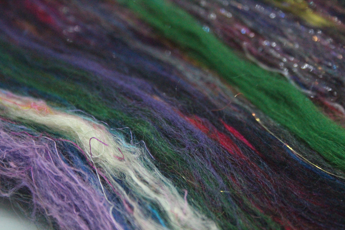 Merino Art Batt  -  Blue Black Green Purple - 60 grams 2.1 oz - Wool for felting, spinning and weaving