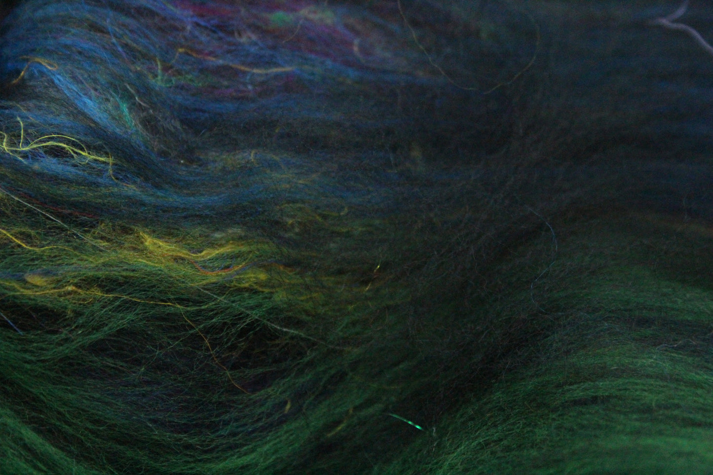 Merino Art Batt  -  Blue Black Green Purple - 60 grams 2.1 oz - Wool for felting, spinning and weaving