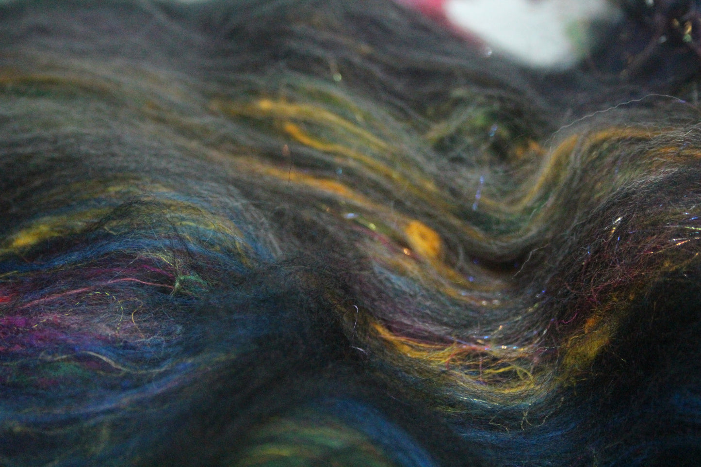 Merino Art Batt  -  Blue Black Green Purple - 60 grams 2.1 oz - Wool for felting, spinning and weaving