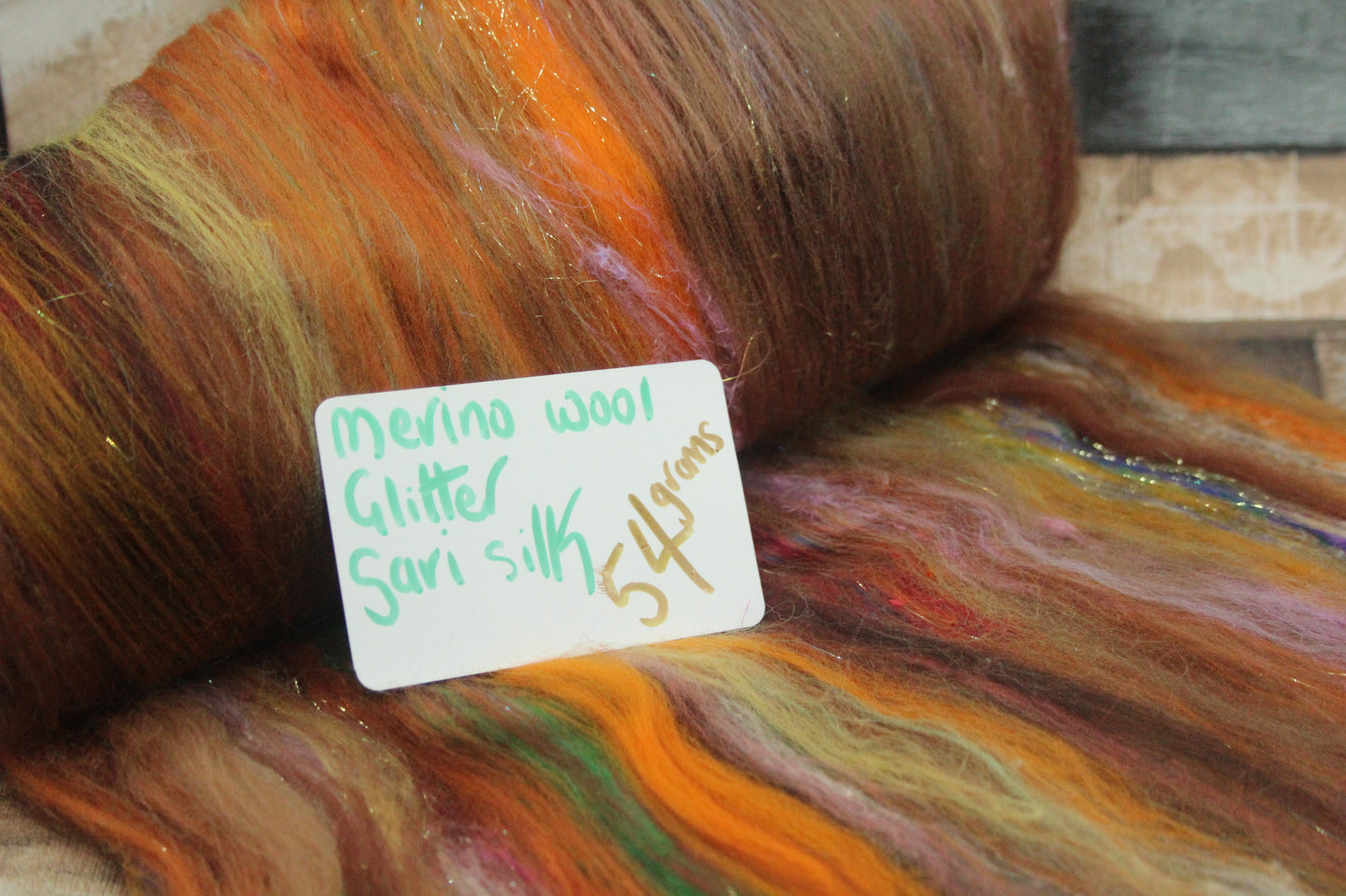 Merino Art Batt  - Brown - 54 grams 1.8 oz - Wool for felting, spinning and weaving