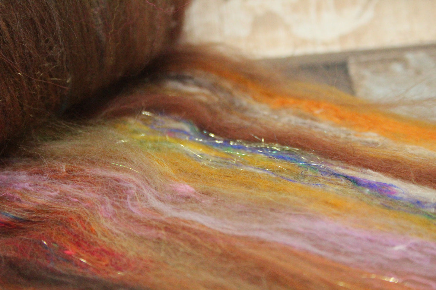 Merino Art Batt  - Brown - 54 grams 1.8 oz - Wool for felting, spinning and weaving