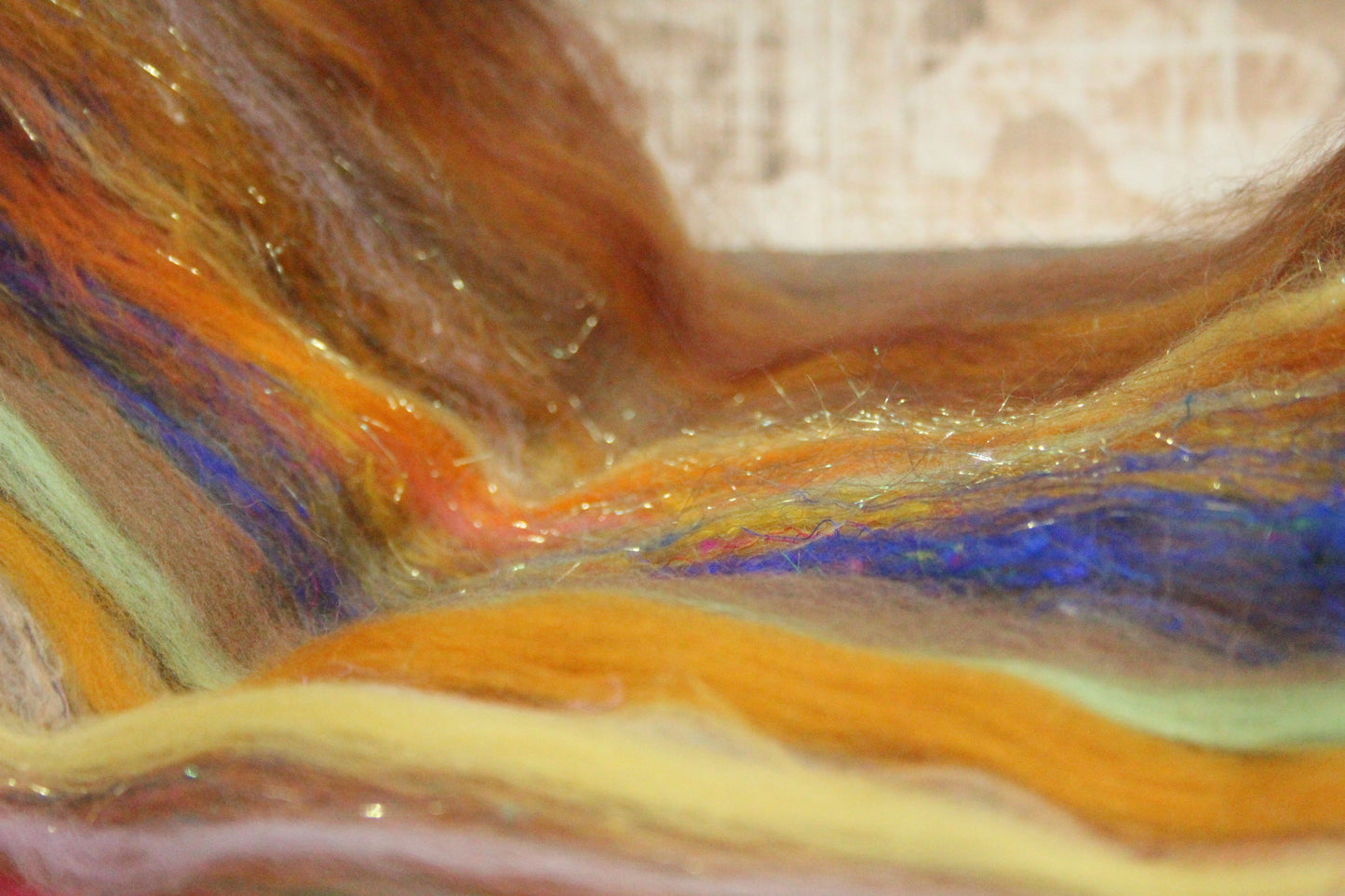 Merino Art Batt  - Brown - 54 grams 1.8 oz - Wool for felting, spinning and weaving