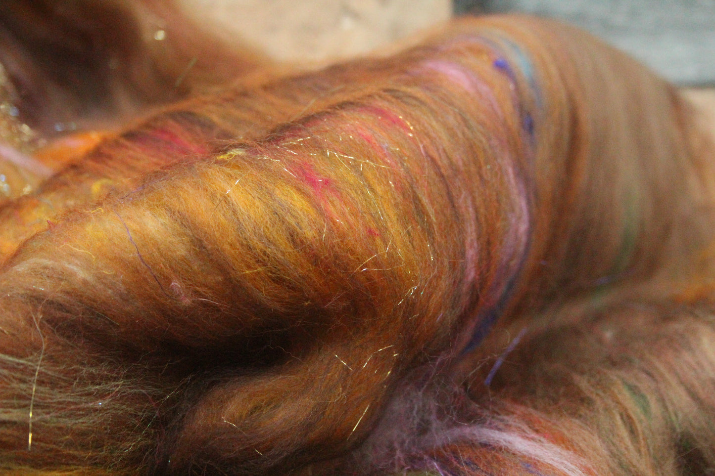 Merino Art Batt  - Brown - 54 grams 1.8 oz - Wool for felting, spinning and weaving