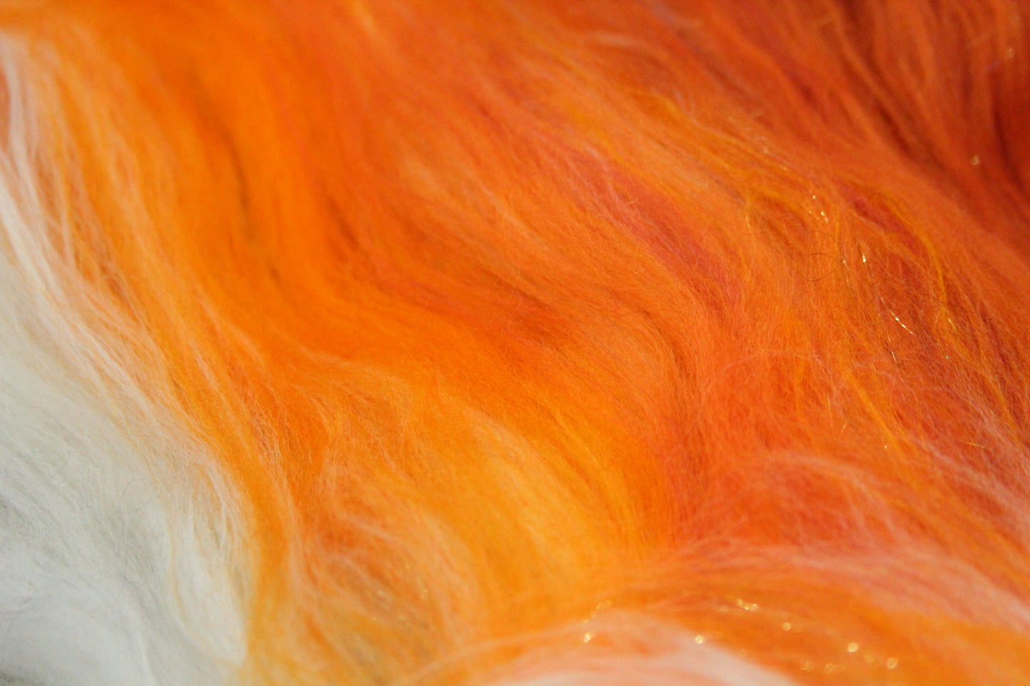 Merino Art Batt  - Black Orange White - 41 grams 1.4 oz - Wool for felting, spinning and weaving