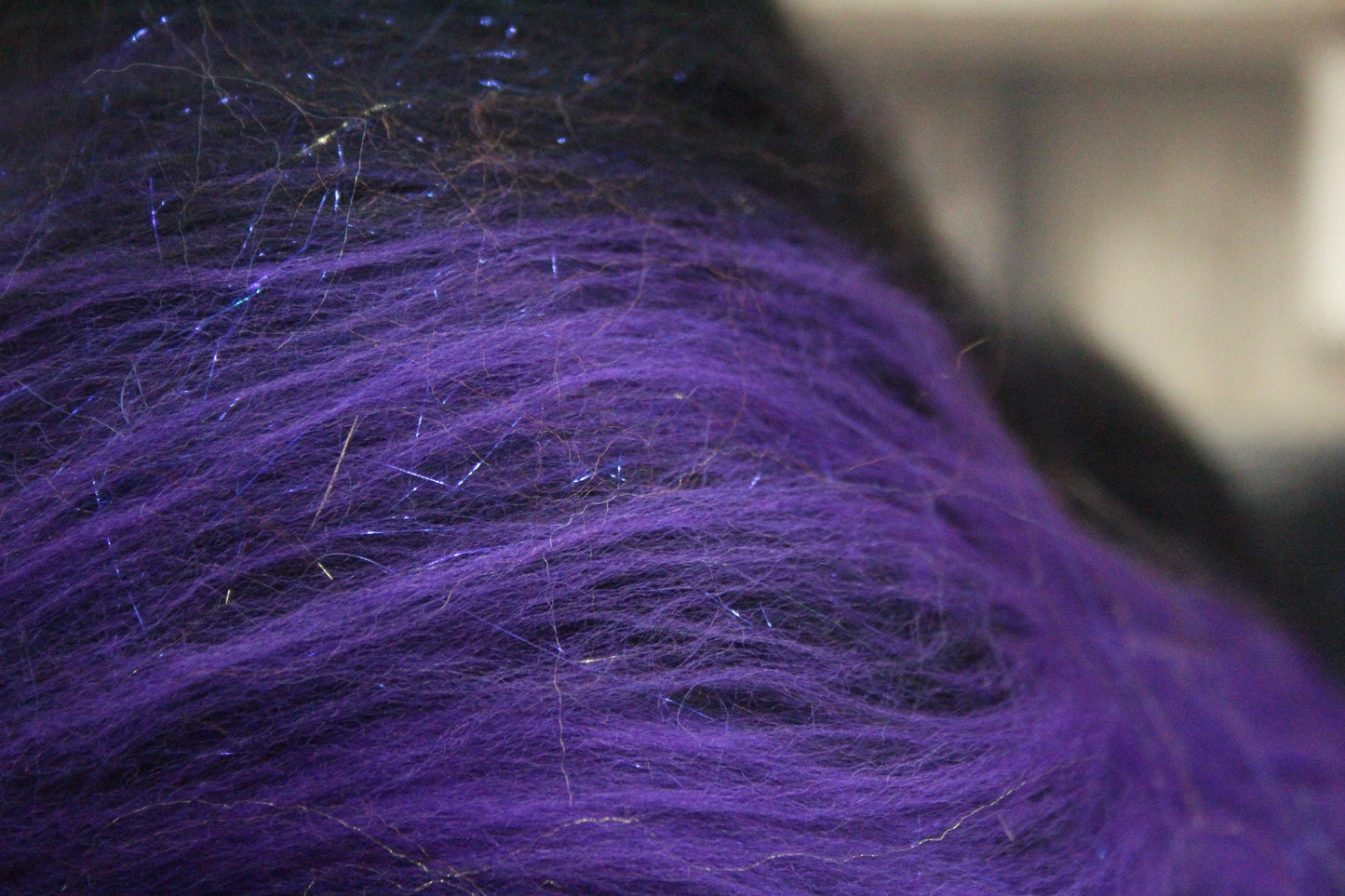 Merino Art Batt  - Black Purple White - 41 grams 1.4 oz - Wool for felting, spinning and weaving