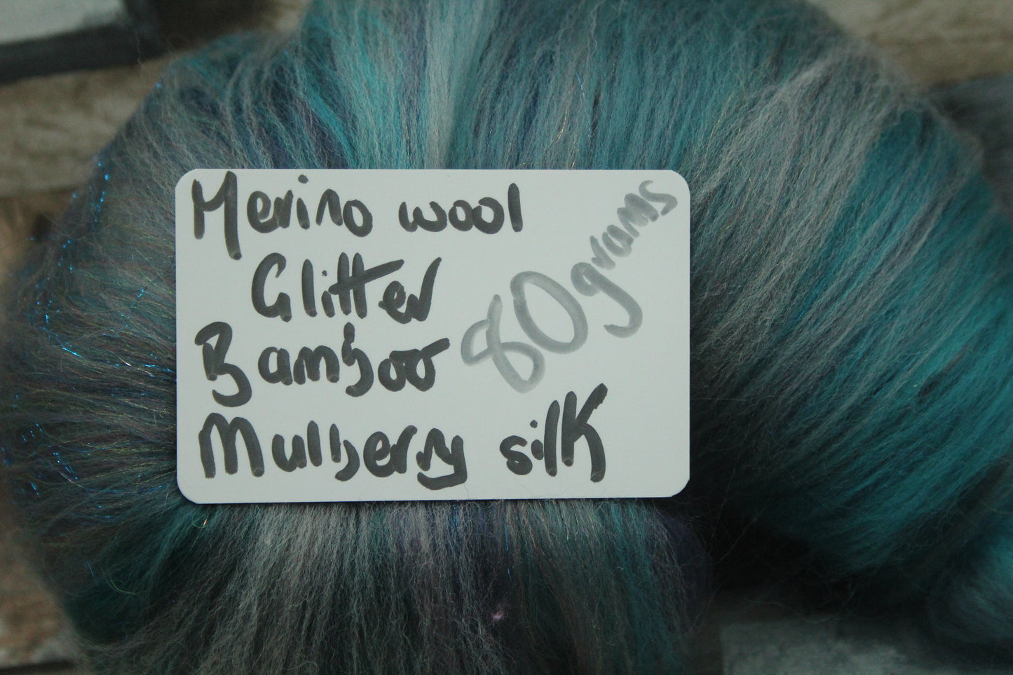 Merino Art Batt  - Grey Blue  - 80 grams 2.8 oz - Wool for felting, spinning and weaving