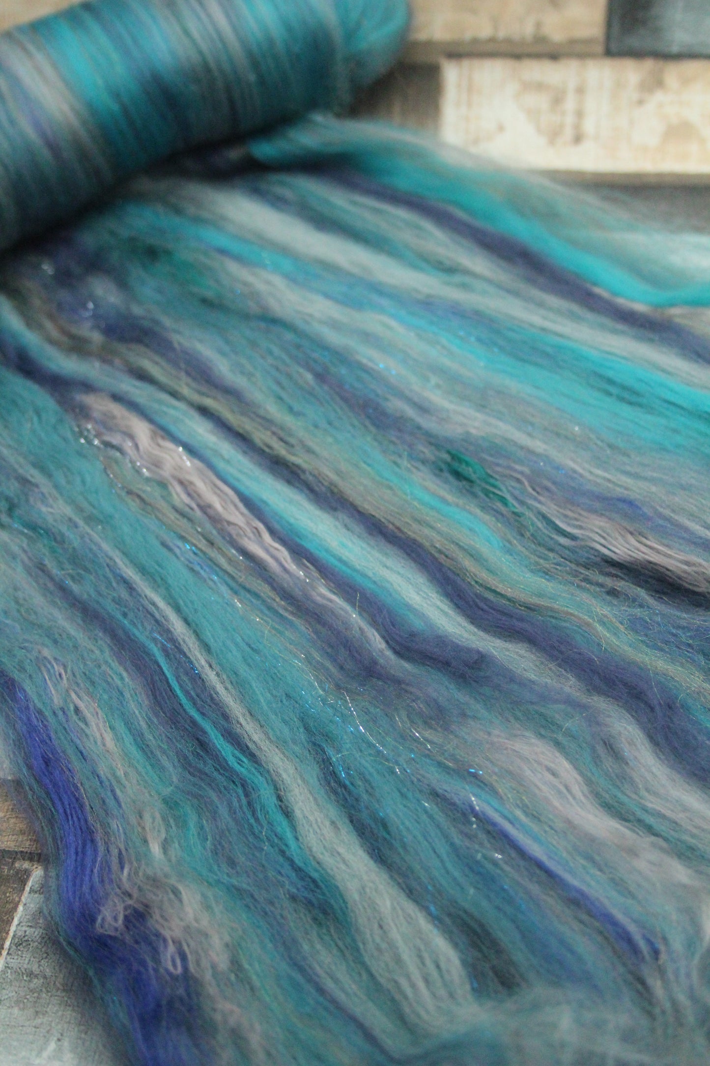 Merino Art Batt  - Grey Blue  - 80 grams 2.8 oz - Wool for felting, spinning and weaving