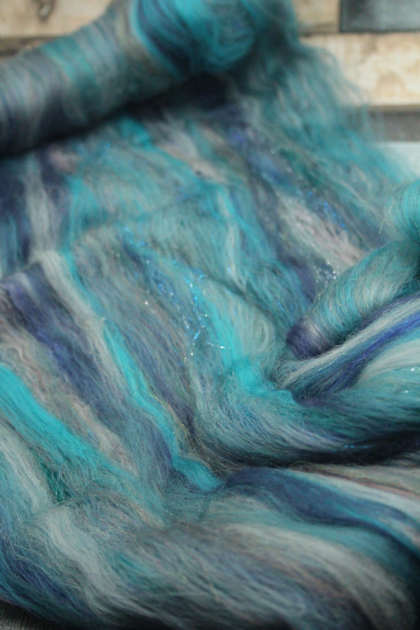 Merino Art Batt  - Grey Blue  - 80 grams 2.8 oz - Wool for felting, spinning and weaving