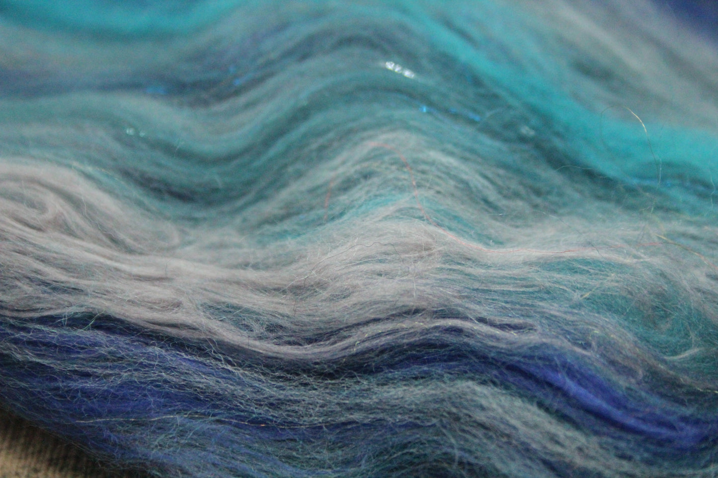 Merino Art Batt  - Grey Blue  - 80 grams 2.8 oz - Wool for felting, spinning and weaving