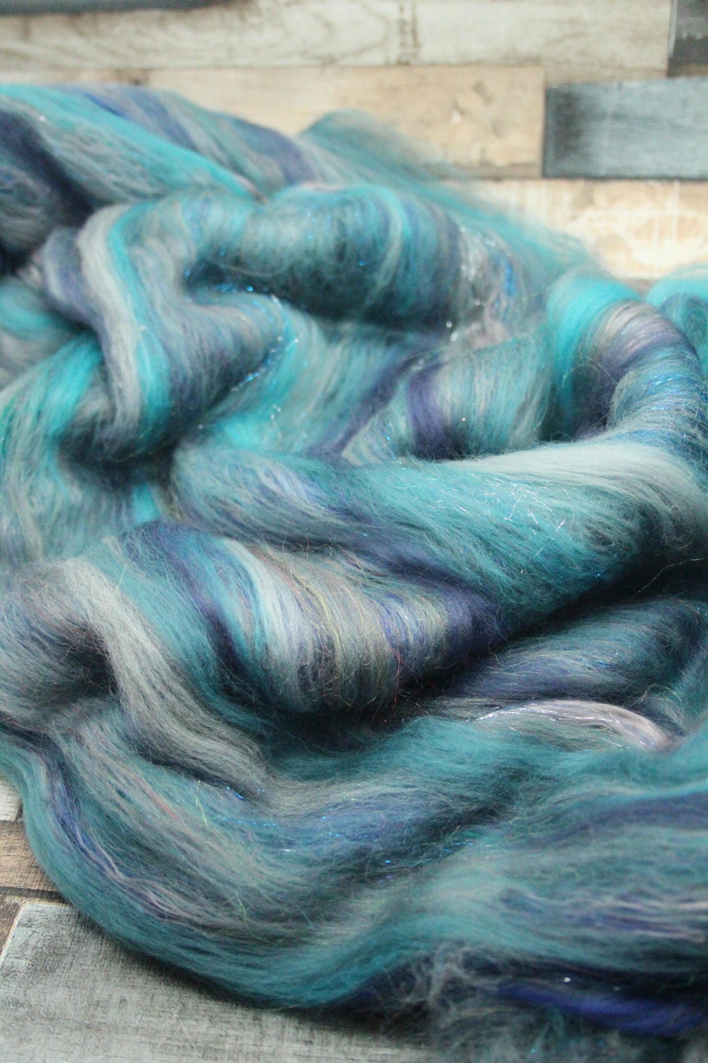 Merino Art Batt  - Grey Blue  - 80 grams 2.8 oz - Wool for felting, spinning and weaving