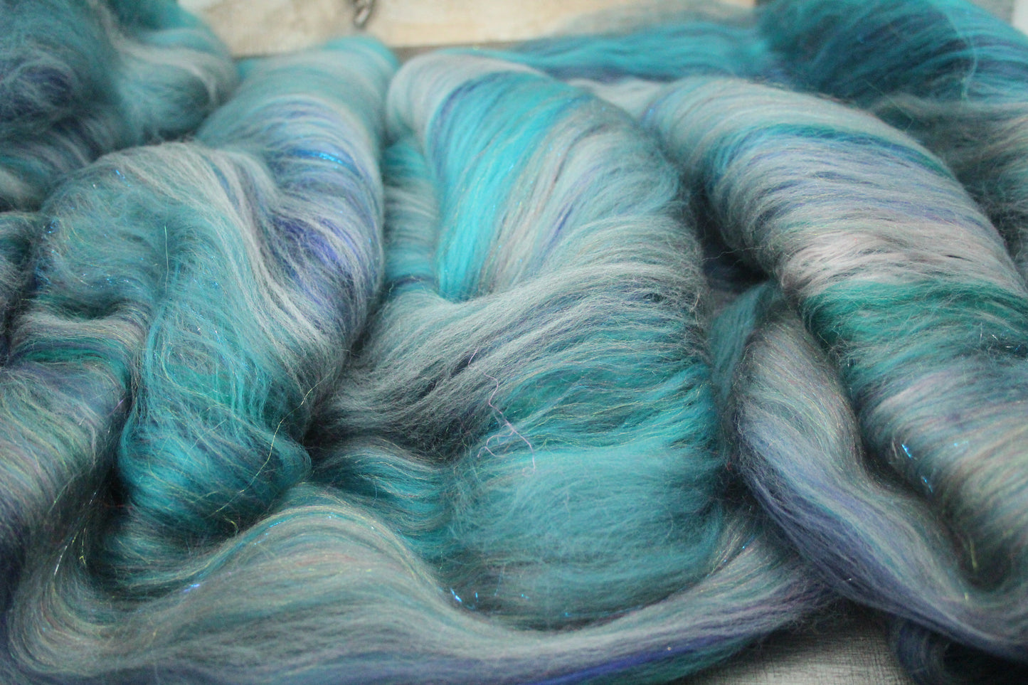 Merino Art Batt  - Grey Blue  - 80 grams 2.8 oz - Wool for felting, spinning and weaving