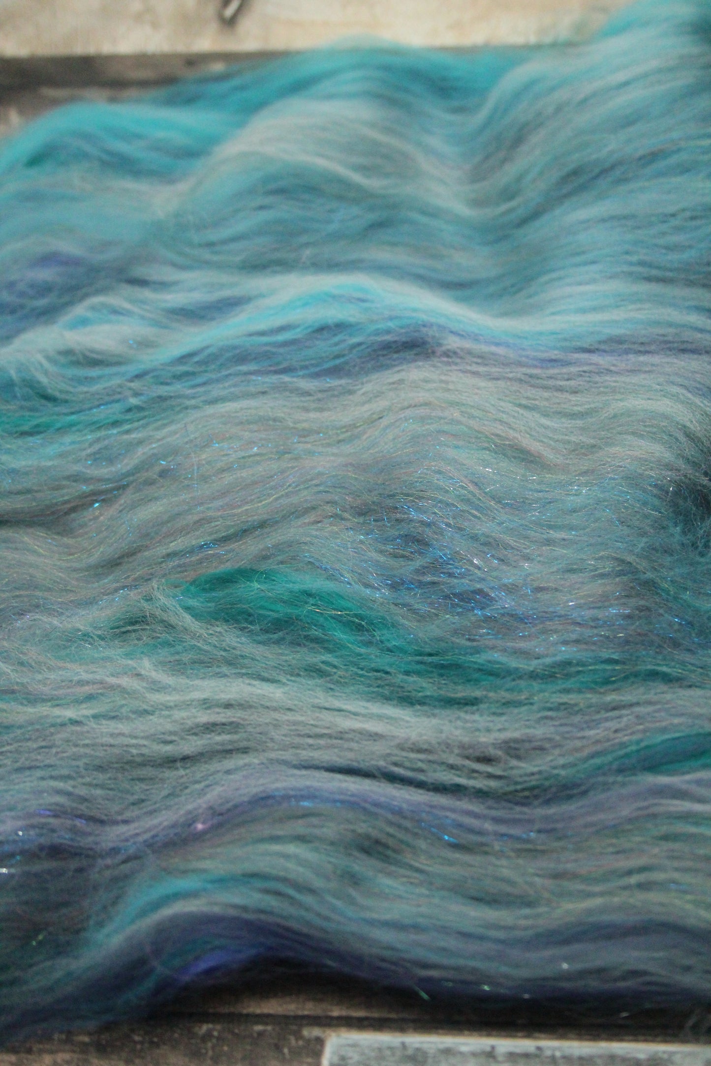 Merino Art Batt  - Grey Blue  - 80 grams 2.8 oz - Wool for felting, spinning and weaving