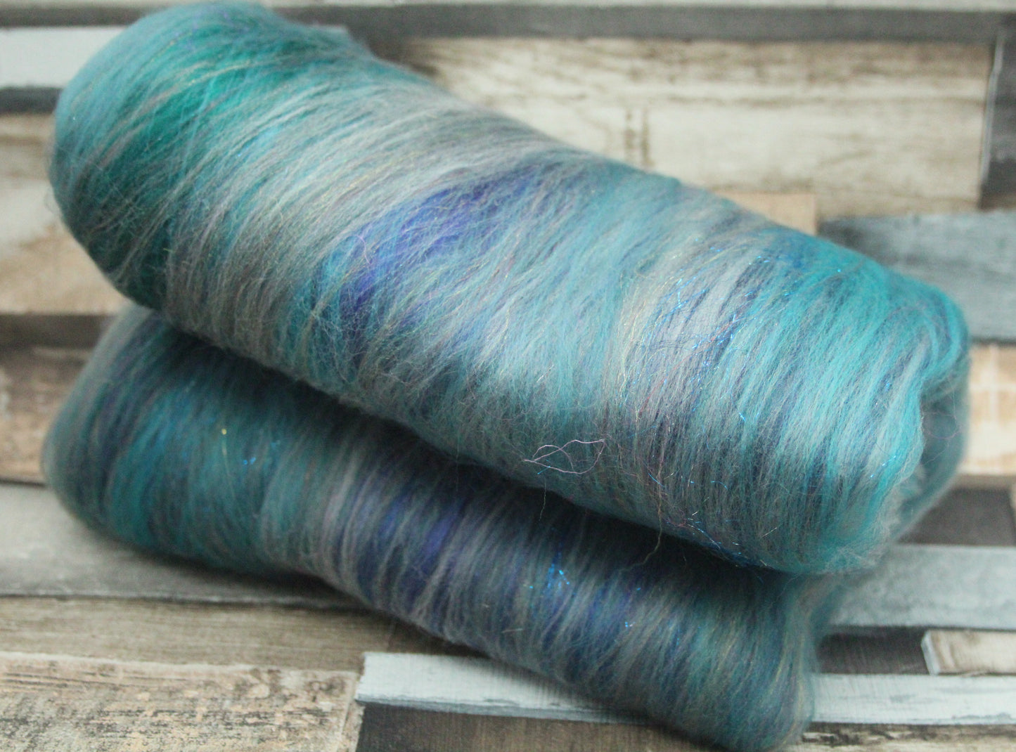 Merino Art Batt  - Grey Blue  - 80 grams 2.8 oz - Wool for felting, spinning and weaving