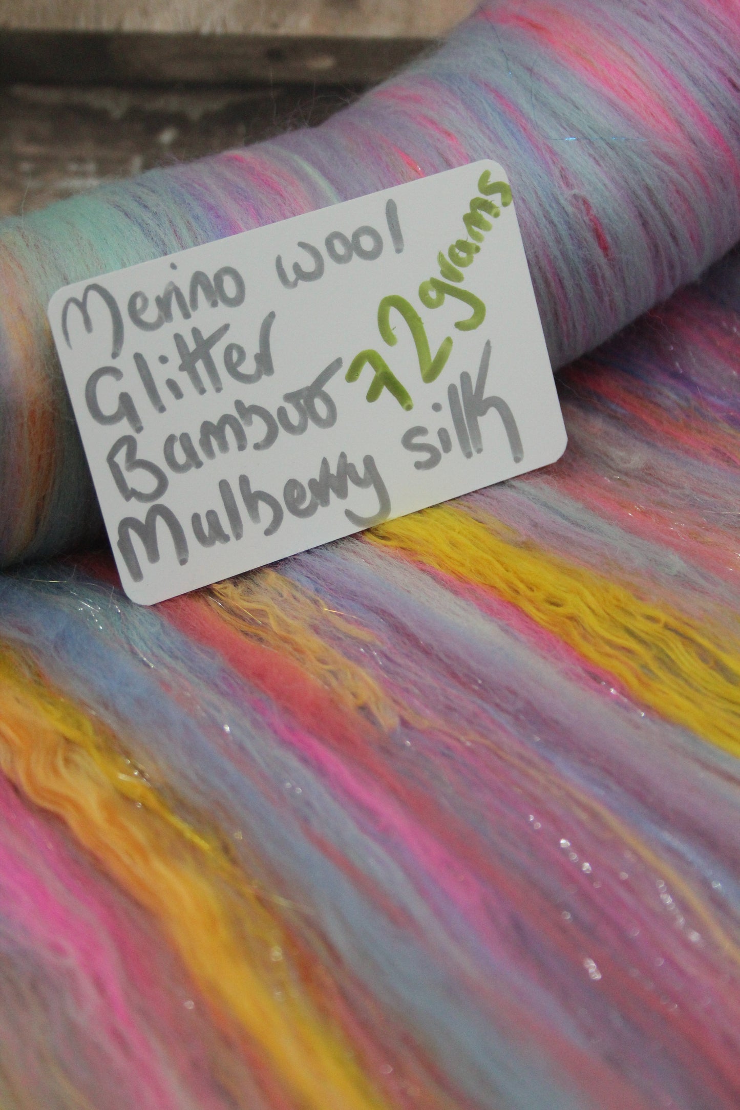 Merino Art Batt  - Grey Blue Pink Purple - 72 grams 2.5 oz - Wool for felting, spinning and weaving