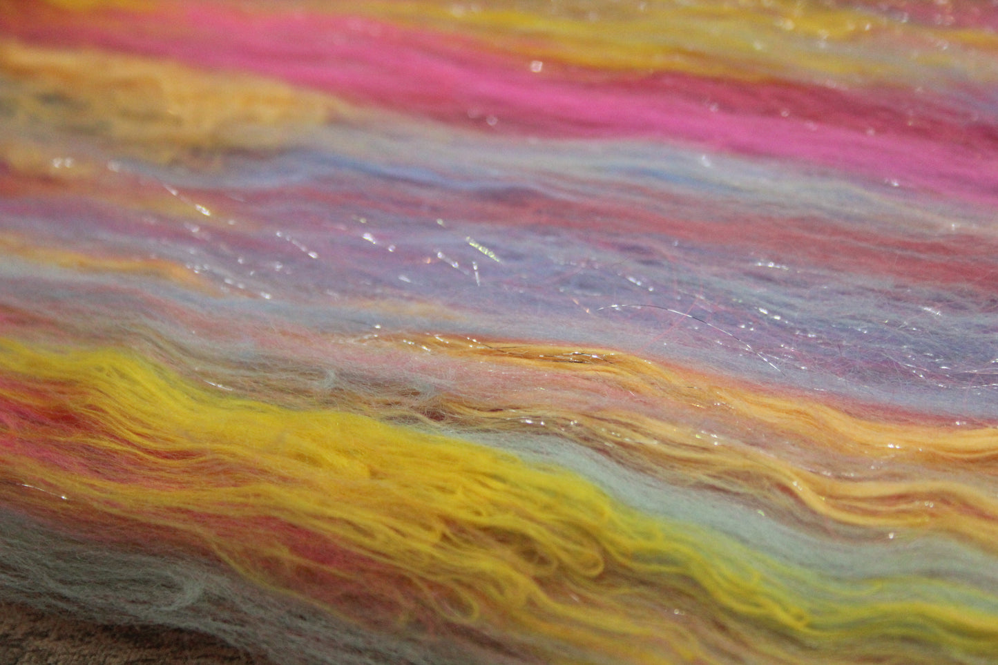 Merino Art Batt  - Grey Blue Pink Purple - 72 grams 2.5 oz - Wool for felting, spinning and weaving