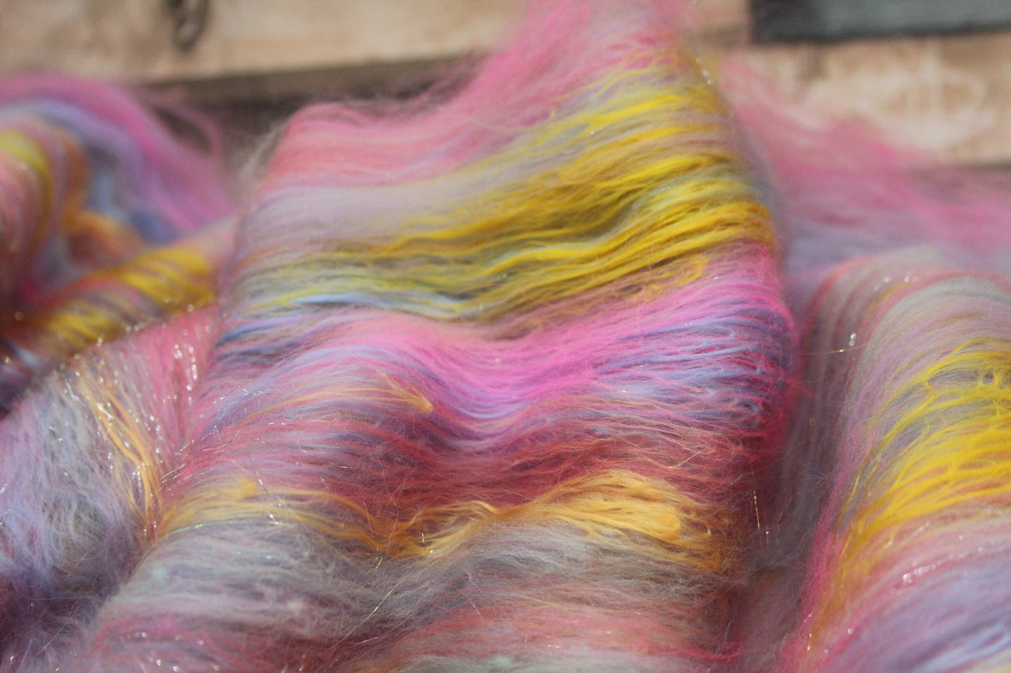 Merino Art Batt  - Grey Blue Pink Purple - 72 grams 2.5 oz - Wool for felting, spinning and weaving