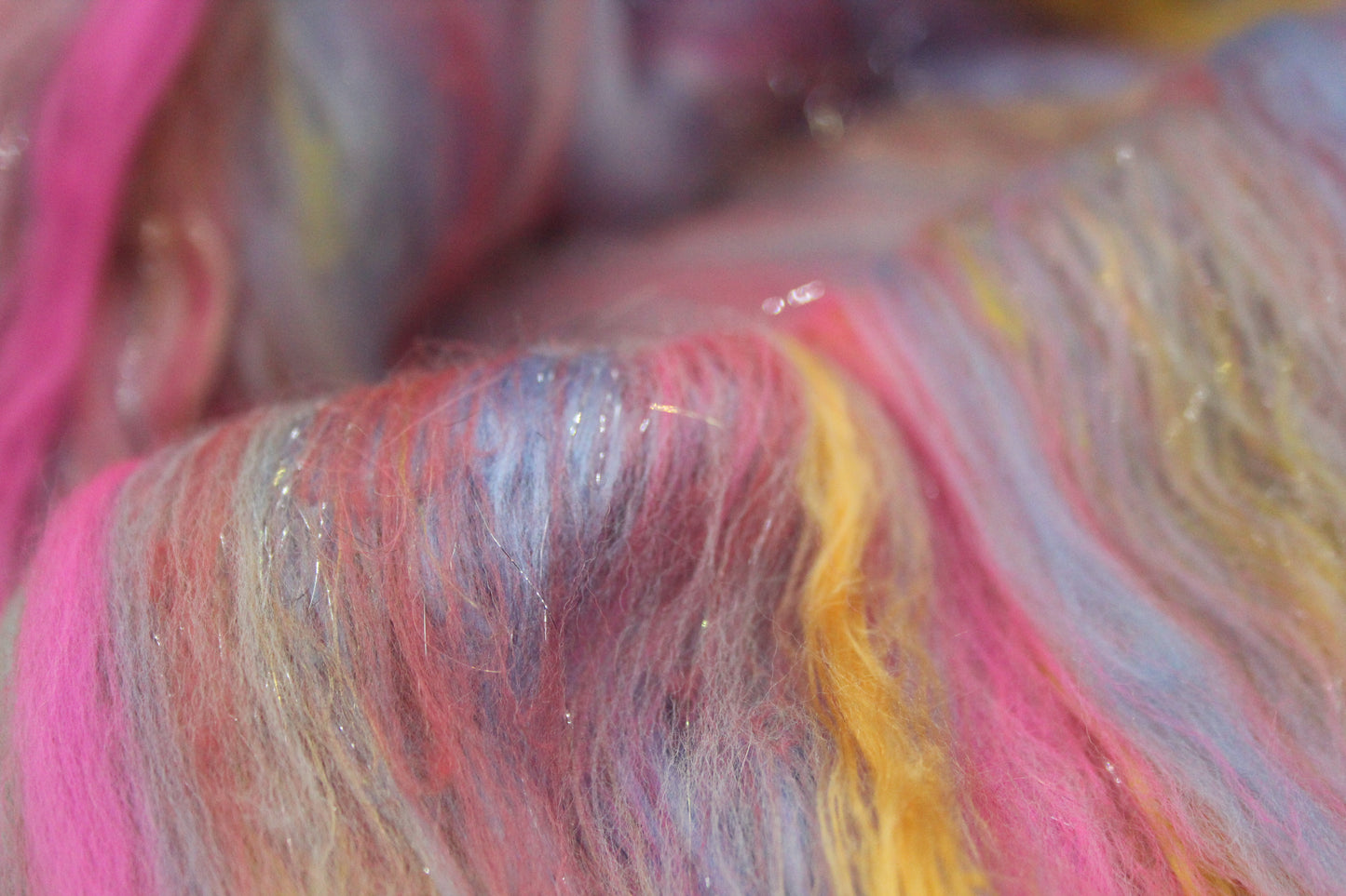 Merino Art Batt  - Grey Blue Pink Purple - 72 grams 2.5 oz - Wool for felting, spinning and weaving