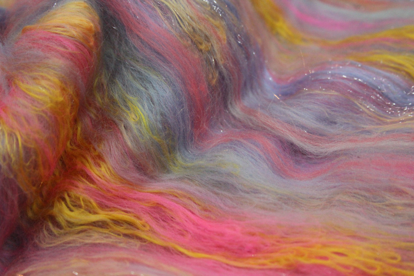 Merino Art Batt  - Grey Blue Pink Purple - 72 grams 2.5 oz - Wool for felting, spinning and weaving