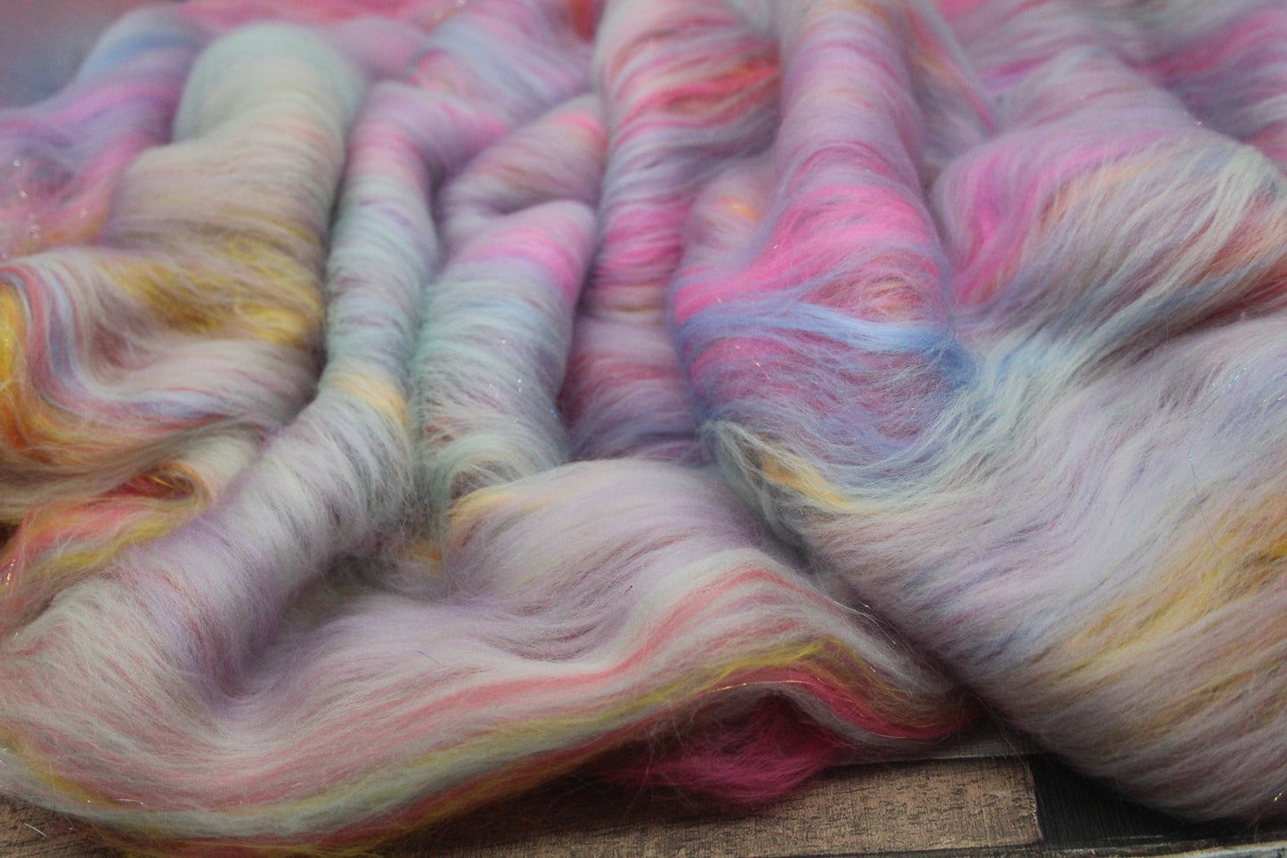 Merino Art Batt  - Grey Blue Pink Purple - 72 grams 2.5 oz - Wool for felting, spinning and weaving