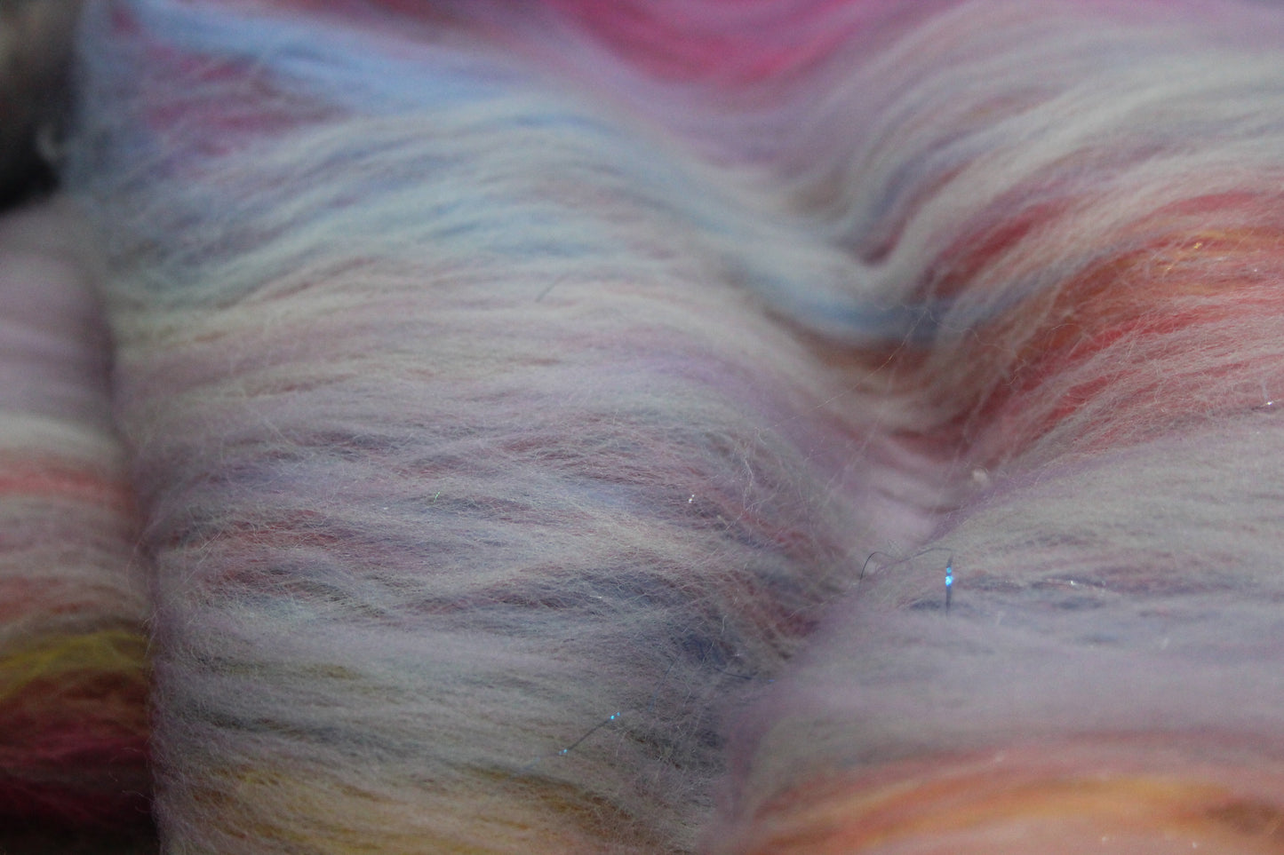 Merino Art Batt  - Grey Blue Pink Purple - 72 grams 2.5 oz - Wool for felting, spinning and weaving
