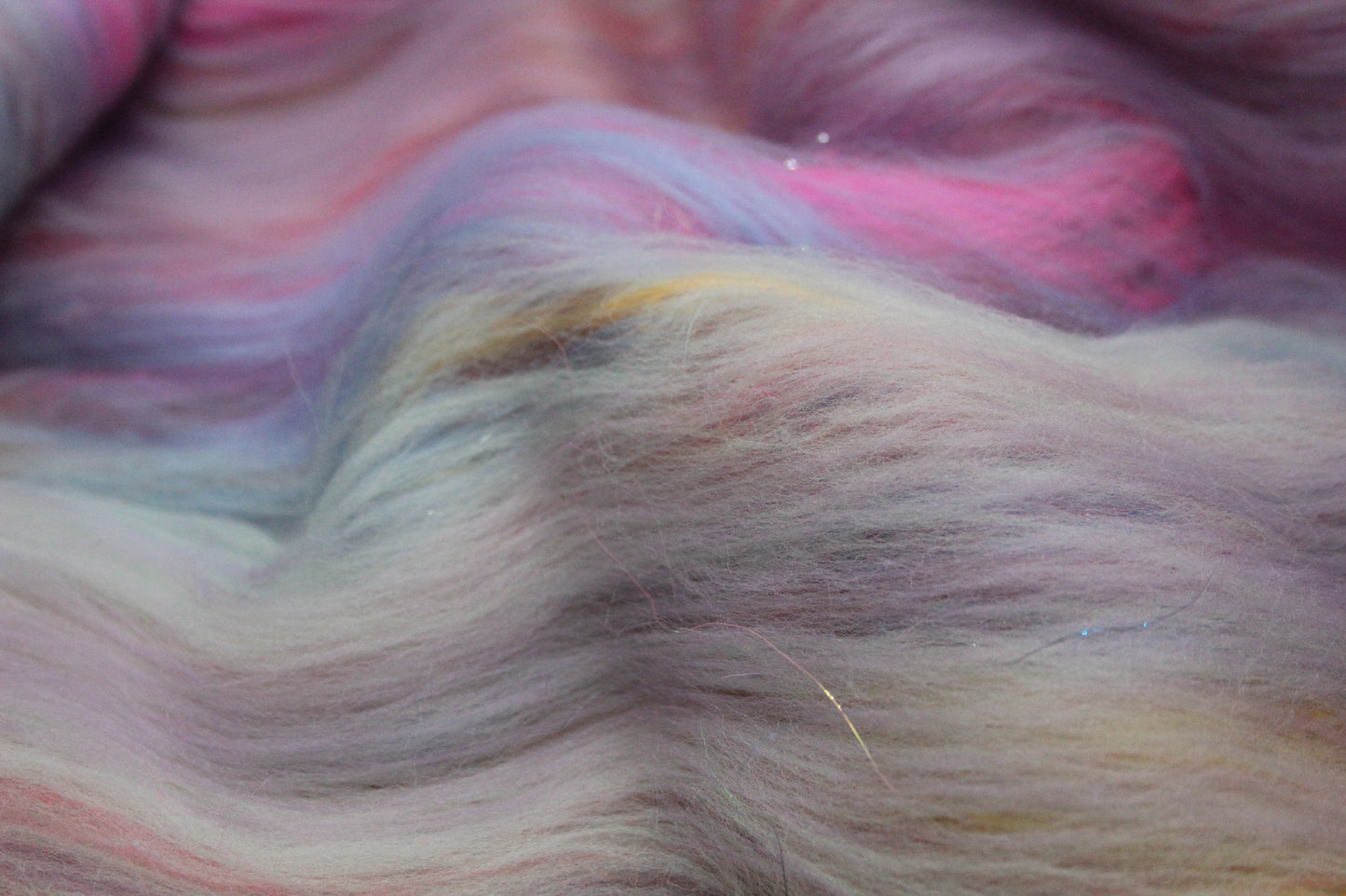 Merino Art Batt  - Grey Blue Pink Purple - 72 grams 2.5 oz - Wool for felting, spinning and weaving