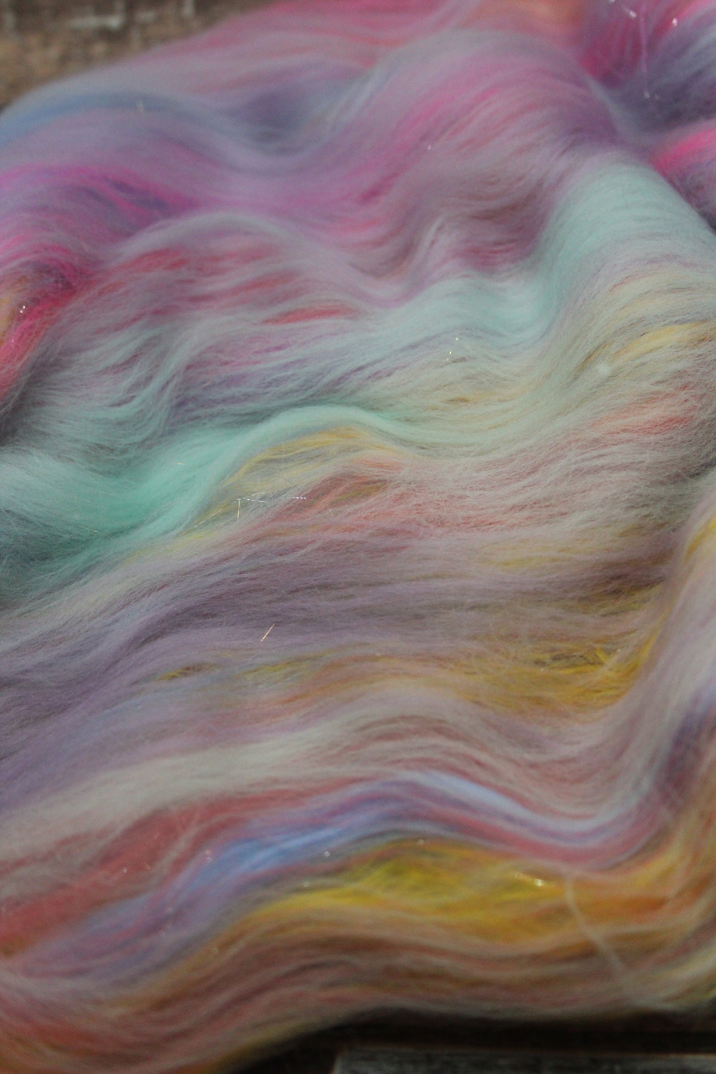 Merino Art Batt  - Grey Blue Pink Purple - 72 grams 2.5 oz - Wool for felting, spinning and weaving