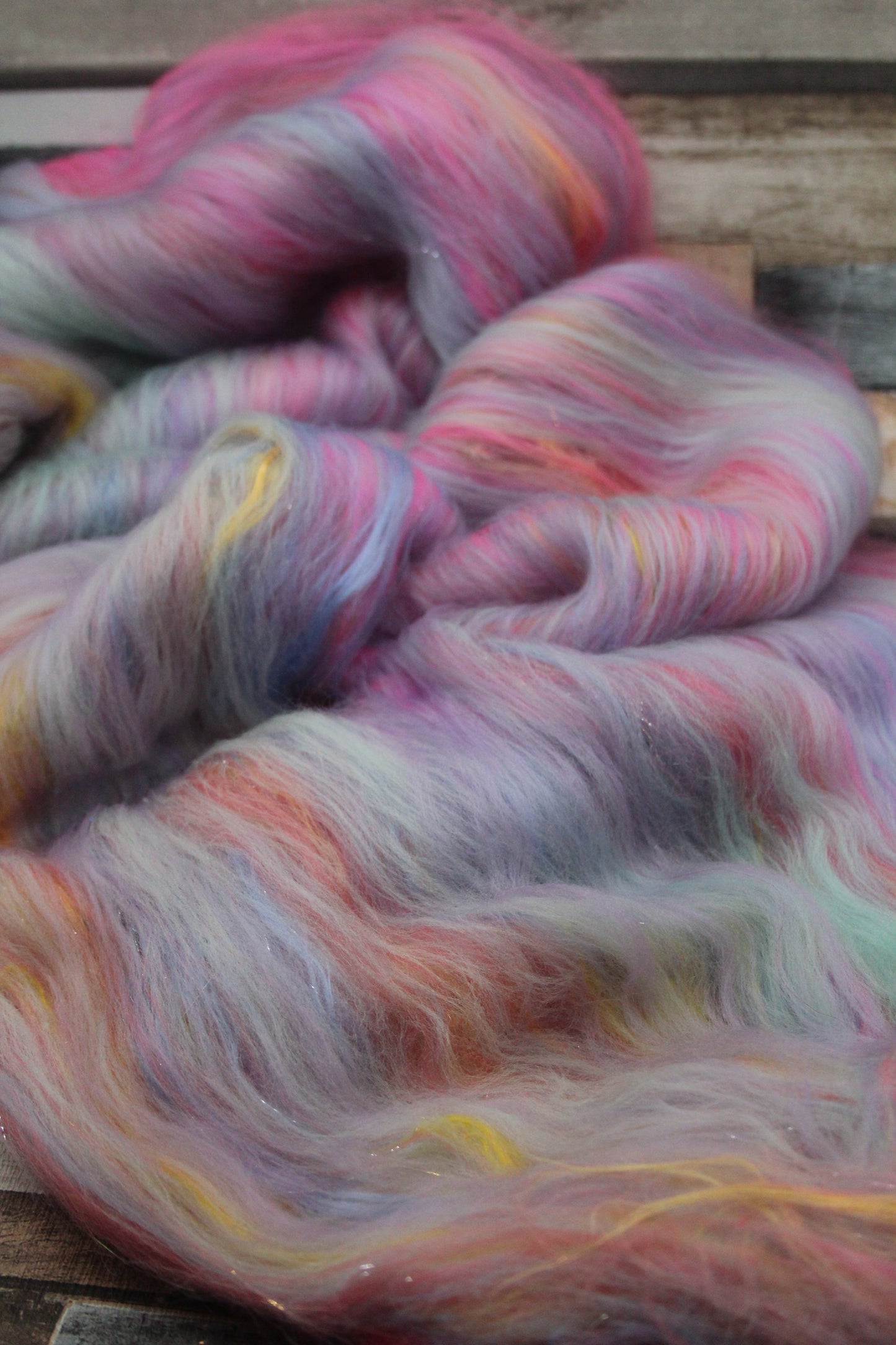 Merino Art Batt  - Grey Blue Pink Purple - 72 grams 2.5 oz - Wool for felting, spinning and weaving