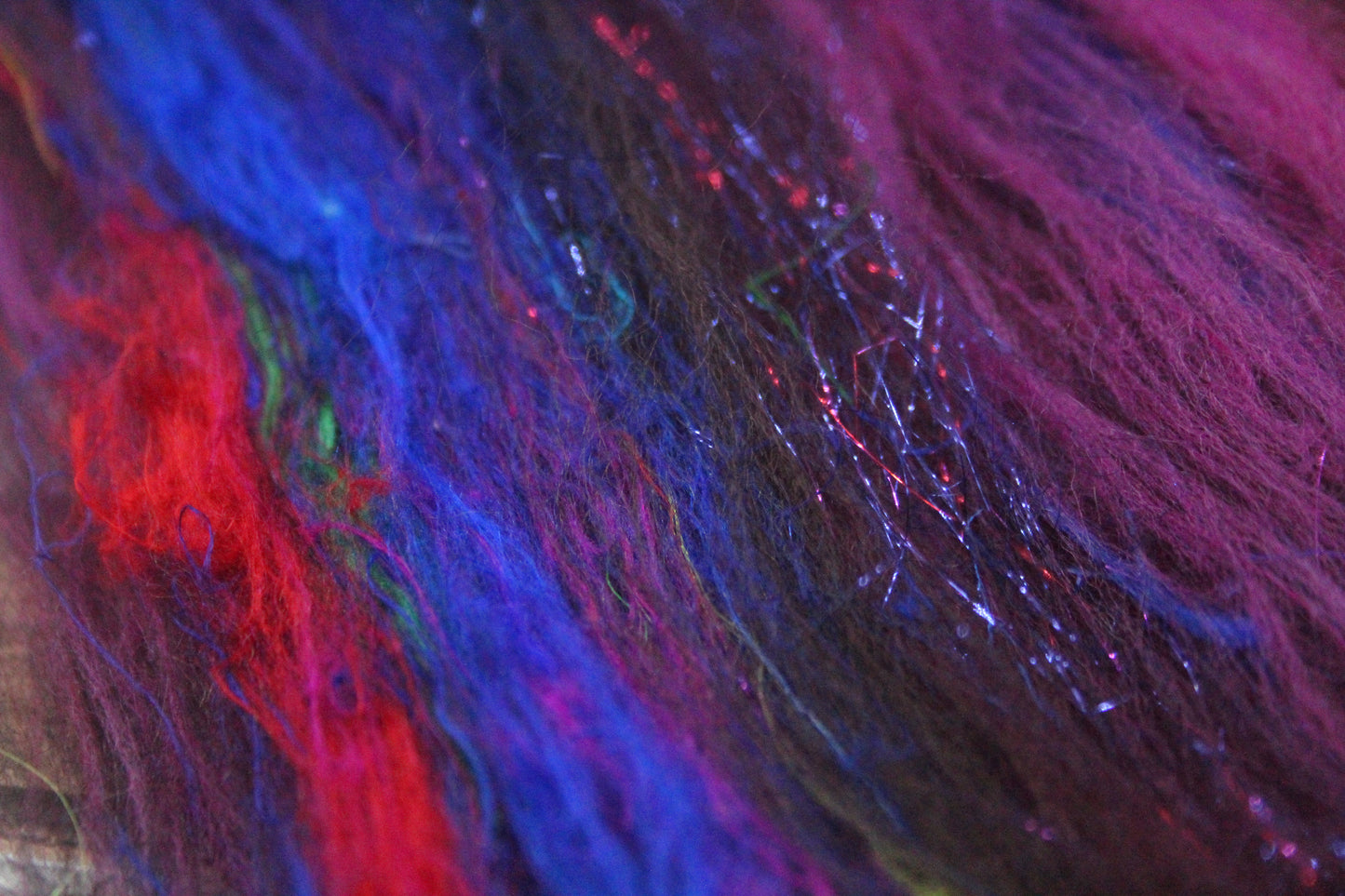 Merino Art Batt  - Black Brown Burgundy - 47 grams 1.6 oz - Wool for felting, spinning and weaving