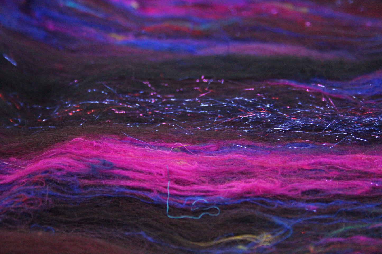 Merino Art Batt  - Black Brown Burgundy - 47 grams 1.6 oz - Wool for felting, spinning and weaving