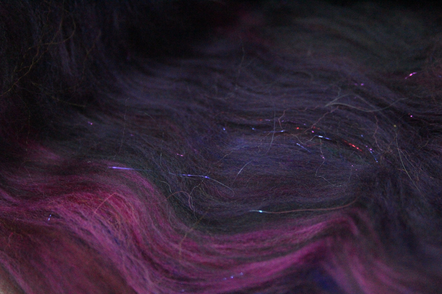 Merino Art Batt  - Black Brown Burgundy - 47 grams 1.6 oz - Wool for felting, spinning and weaving