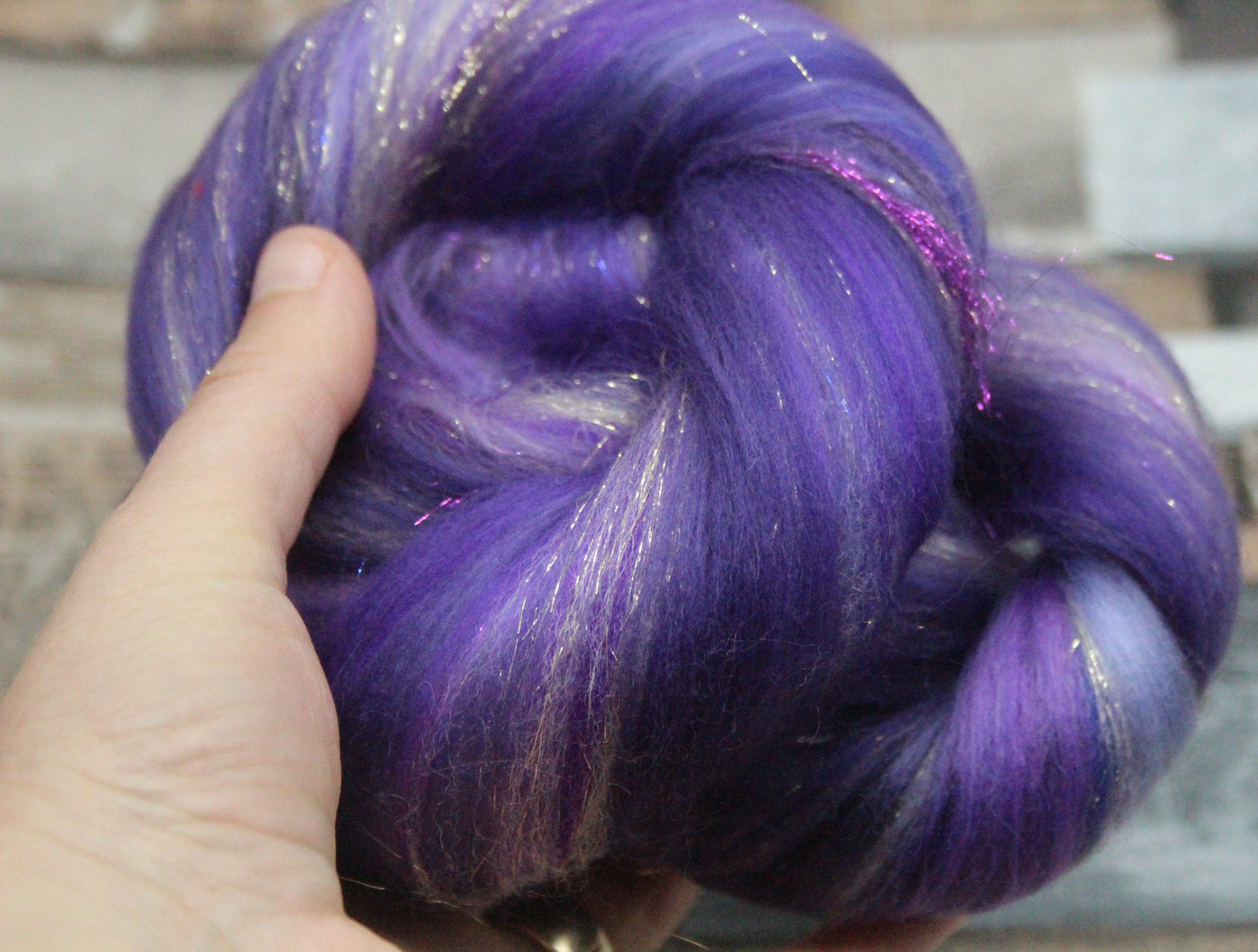 Merino Wool Blend - Purple - 18 grams / 0.6 oz  - Fibre for felting, weaving or spinning