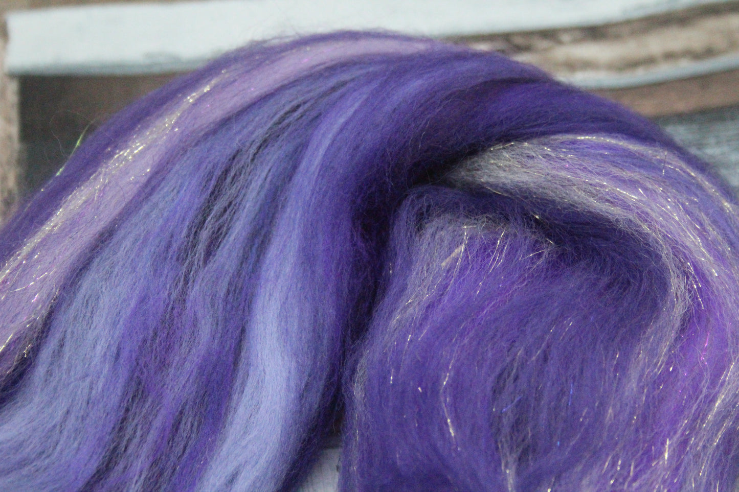 Merino Wool Blend - Purple - 18 grams / 0.6 oz  - Fibre for felting, weaving or spinning